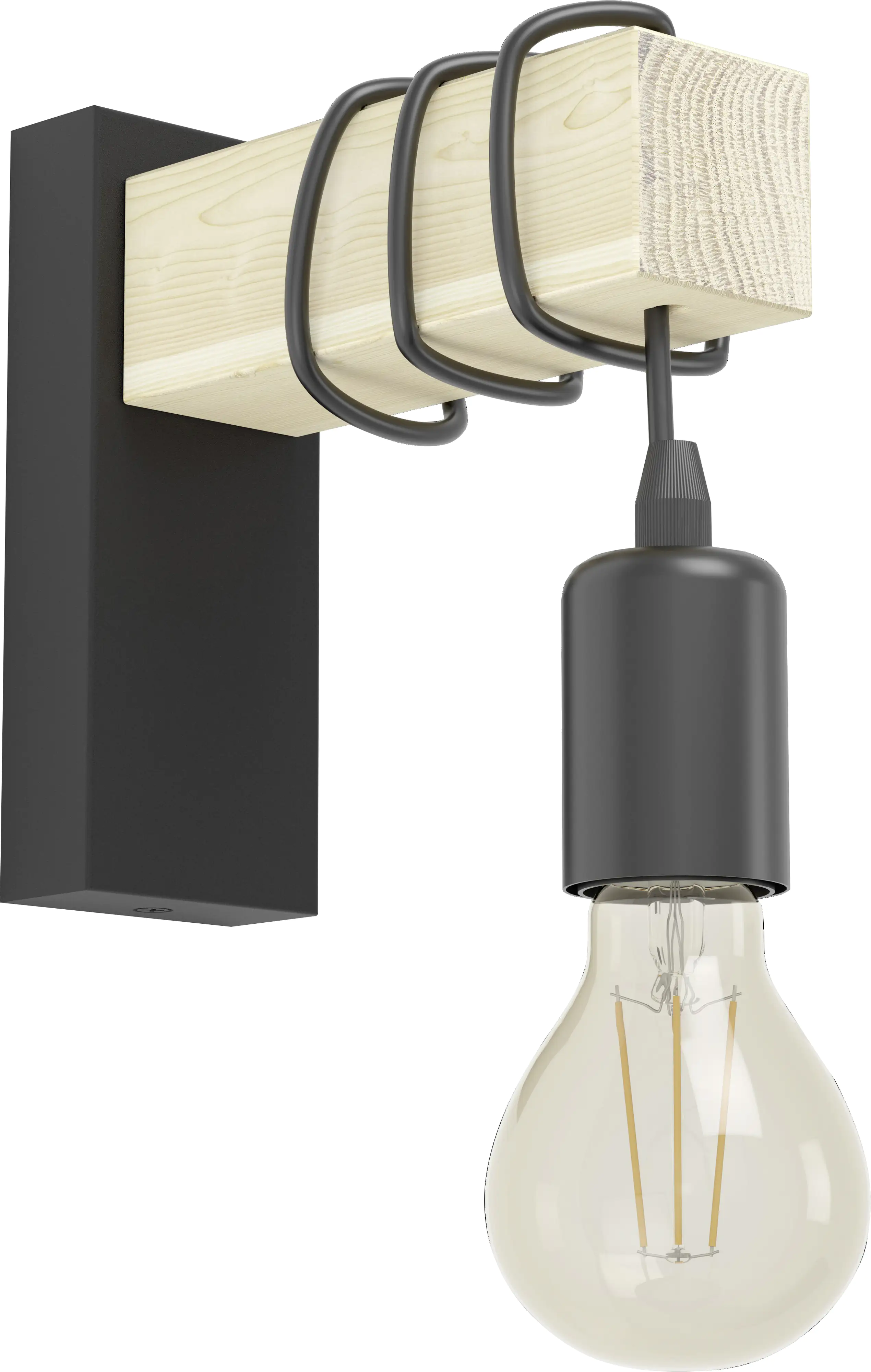 Eglo Wandleuchte Townshend schwarz natur 21,5 x 6,5 x 19 cm E27 Eglo Wandleuchte Townshend schwarz natur 21,5 x 6,5 x 19 cm E27