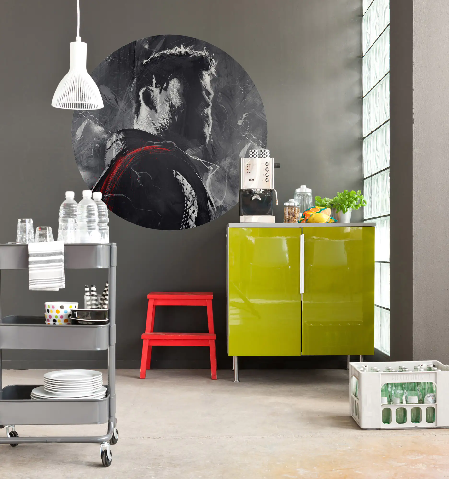 Komar Vlies Fototapete Dot Aveng Painting Thor Ø 128 cm, selbstklebend Komar Vlies Fototapete Dot Aveng Painting Thor Ø 128 cm, selbstklebend