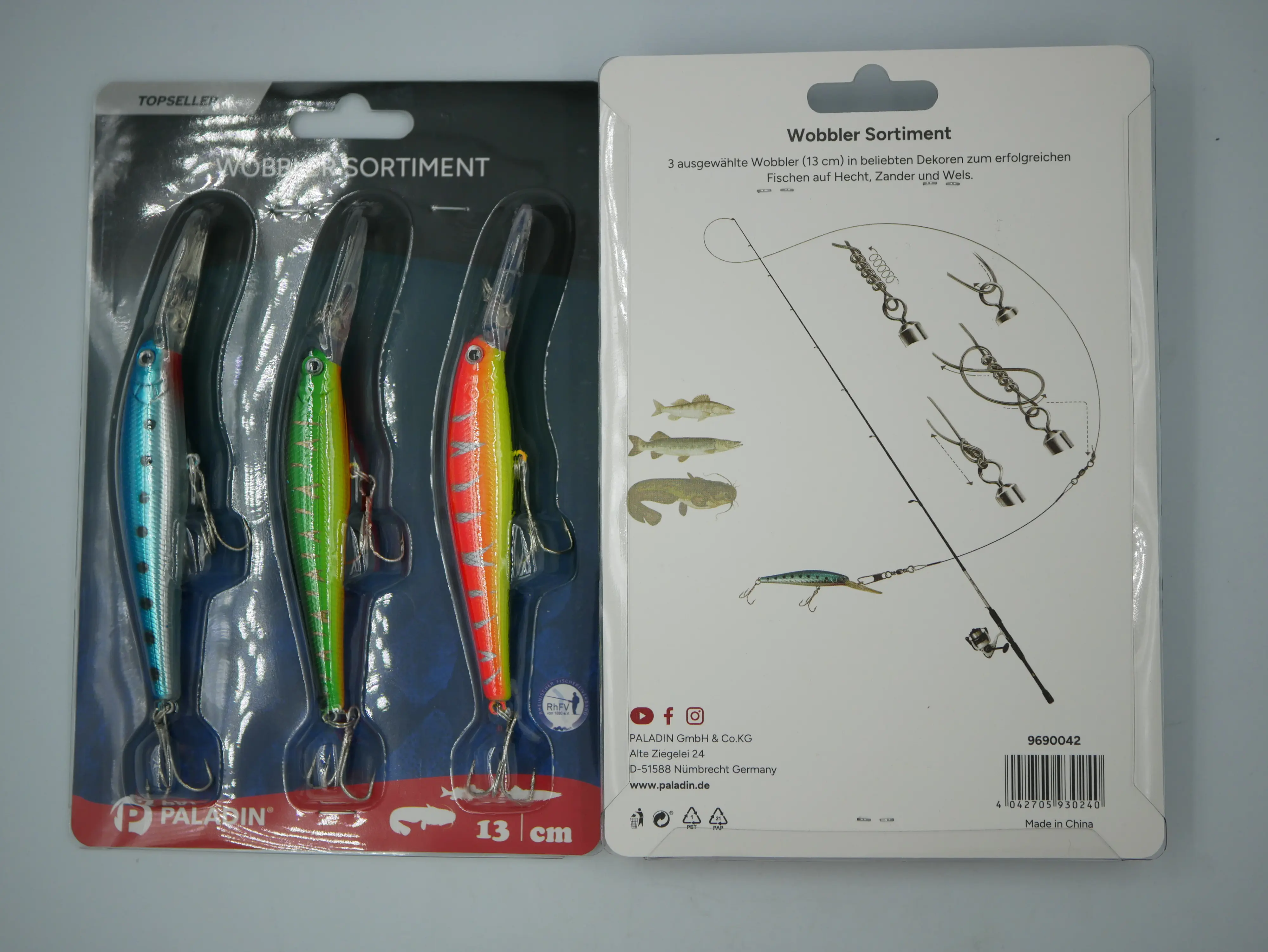 Paladin Wobbler Sortiment III Zander-Hecht 3 Stück/Zander-Hecht/schwimmend