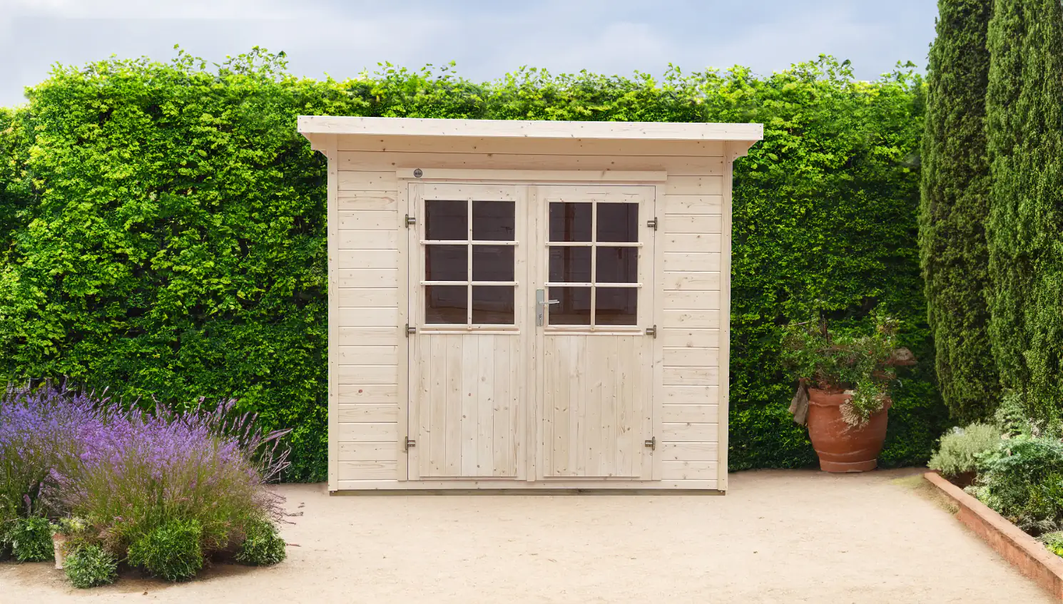 Weka Gartenhaus Mina 254 x 250 cm natur mit Fußboden