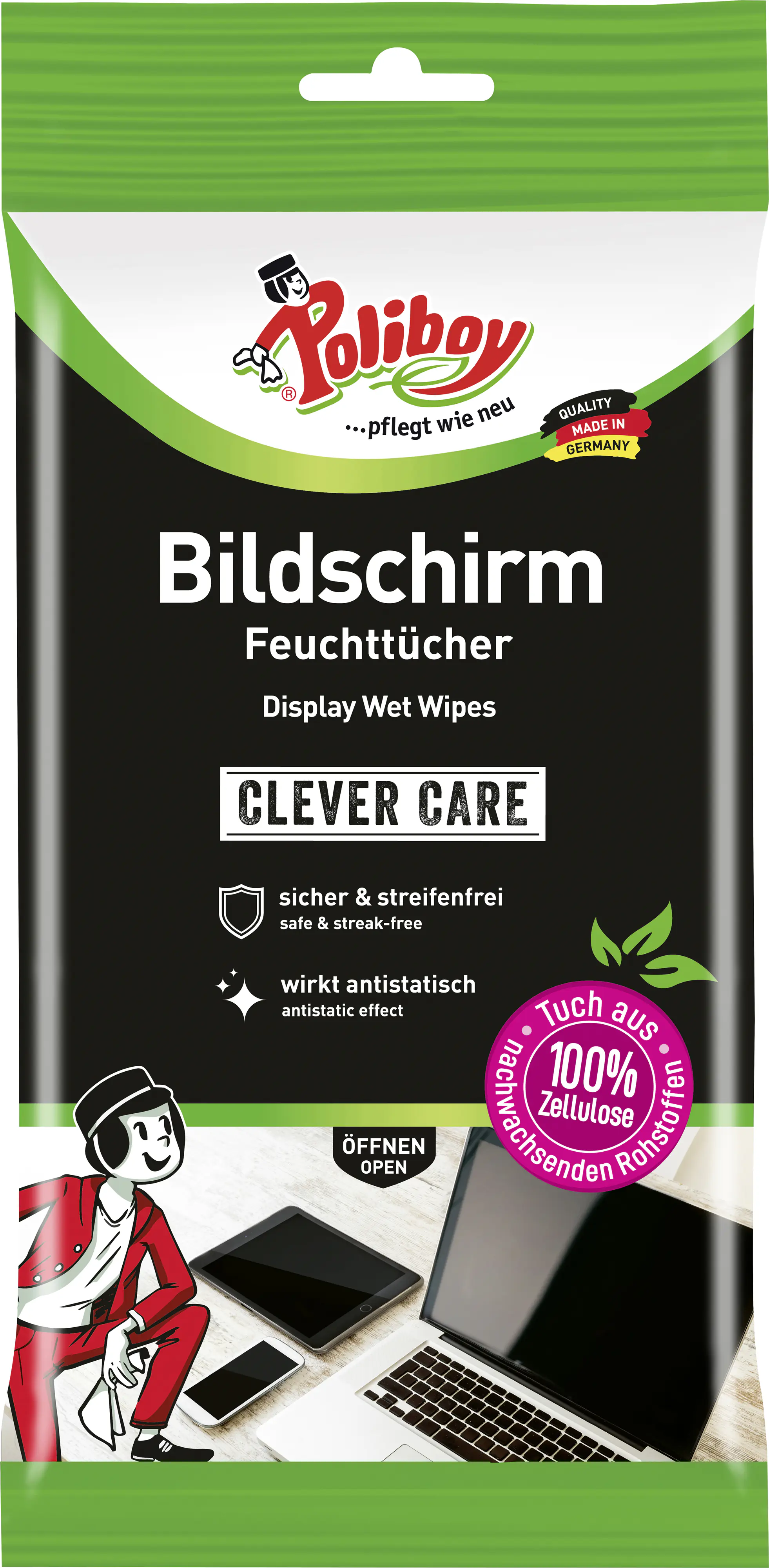 Poliboy Staubmeister Flachbildschirm Feuchttücher 30 Stück