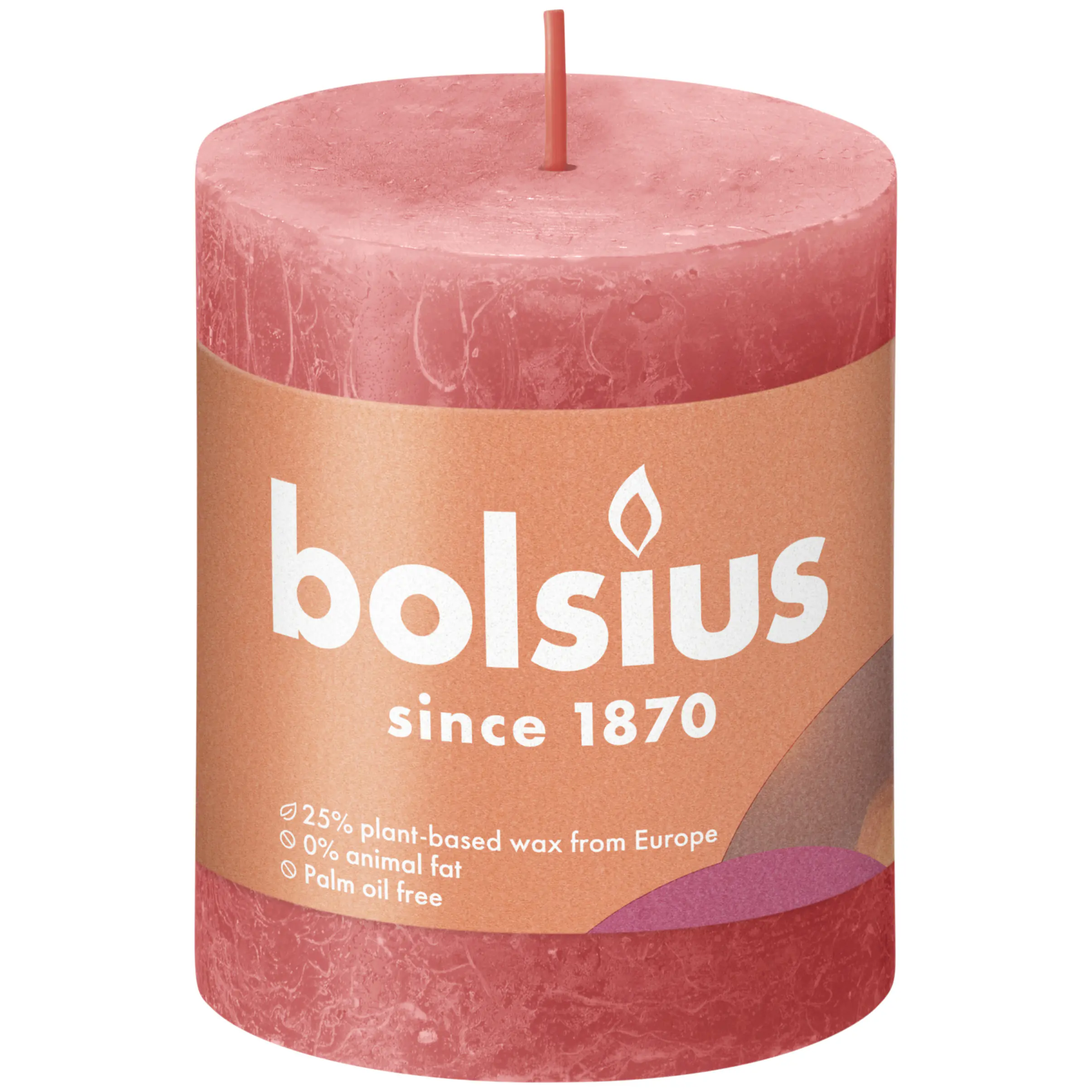 Bolsius Rustik Stumpenkerze rosa blüte, Höhe: 8 cm, Ø 6,8 cm