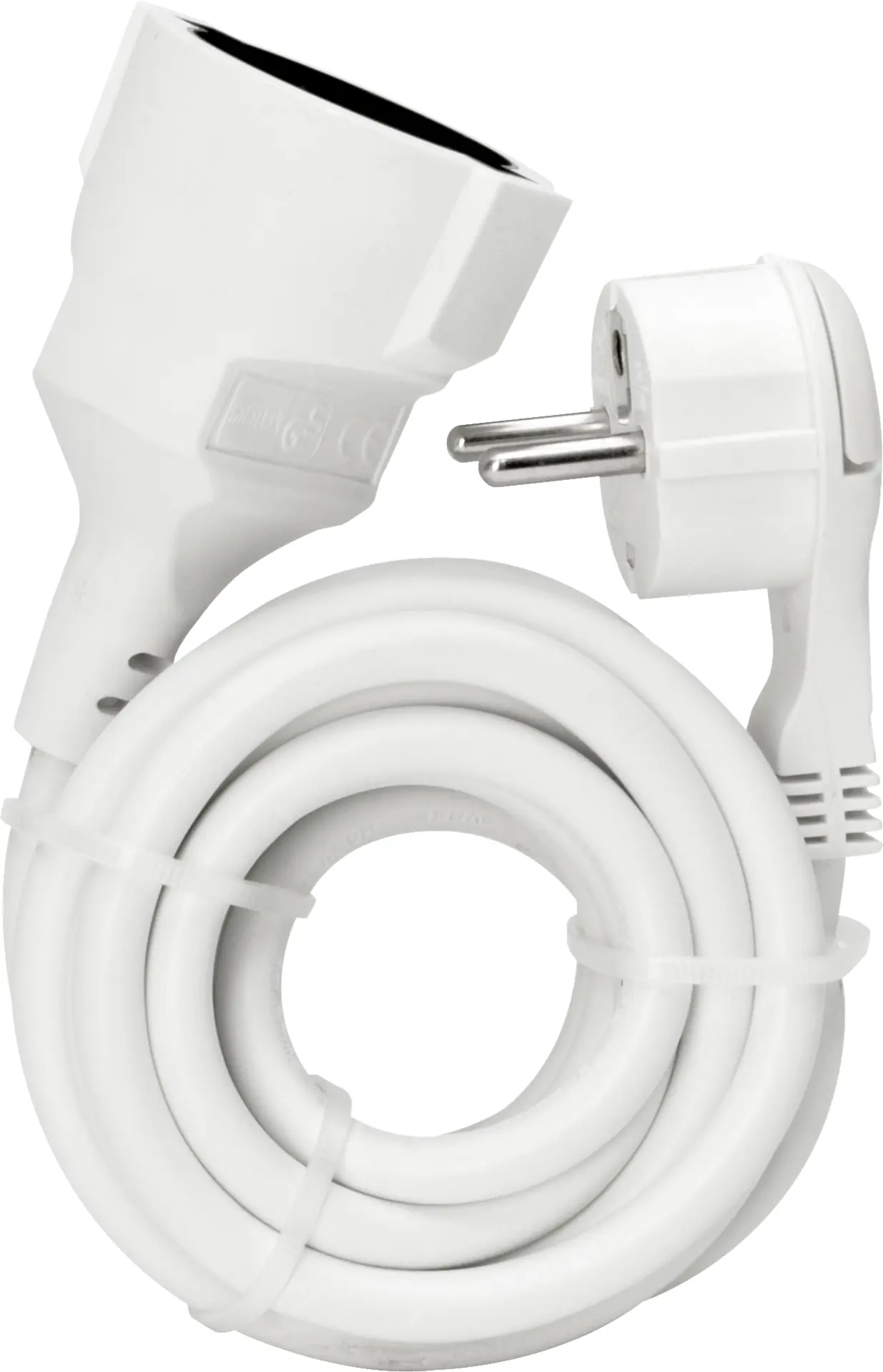 Kopp Verlängerungskabel mit Flachstecker Innen 2 Meter, H05VV-F3G1,5 arktisweiß