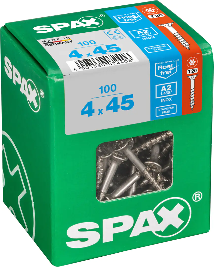 Spax Universalschrauben 4.0 x 45 mm TX 20 Senkkopf - 100 Stk.