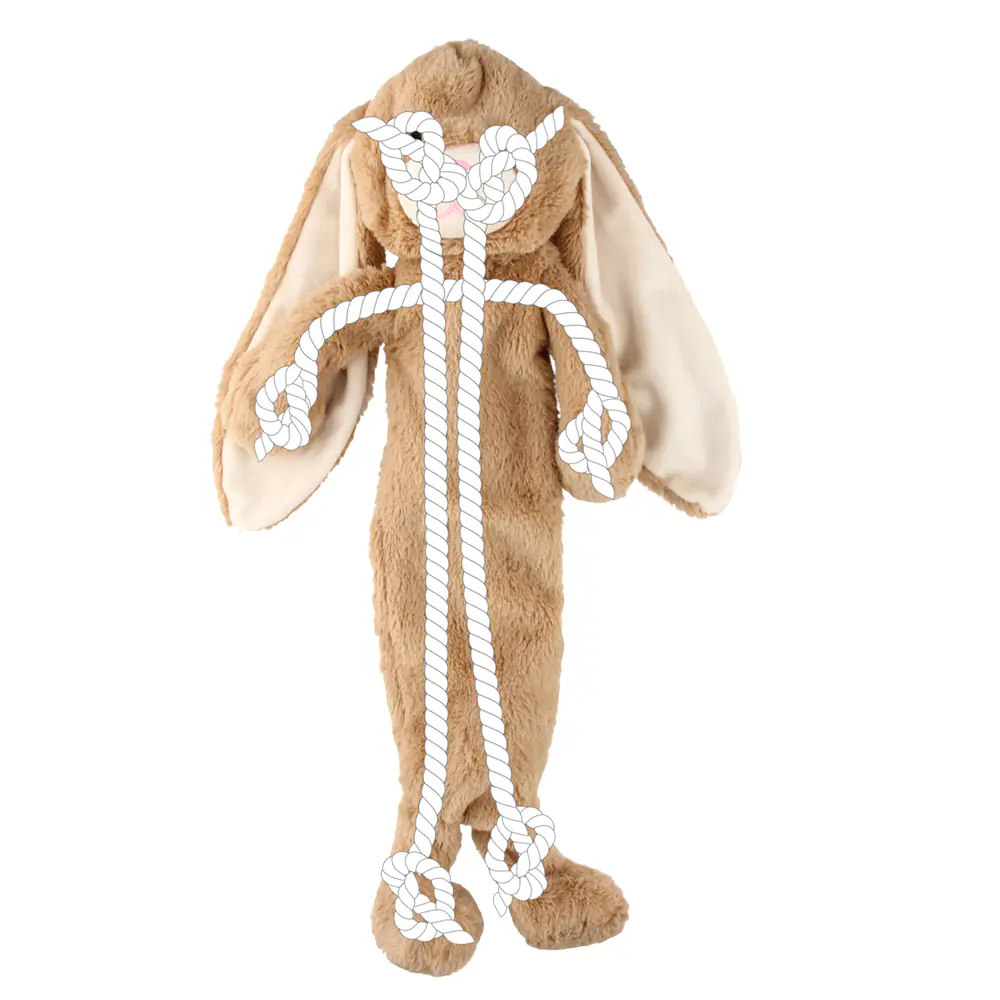 Nobby Hundespielzeug Plüschhase mit Seil innenliegend 54 cm