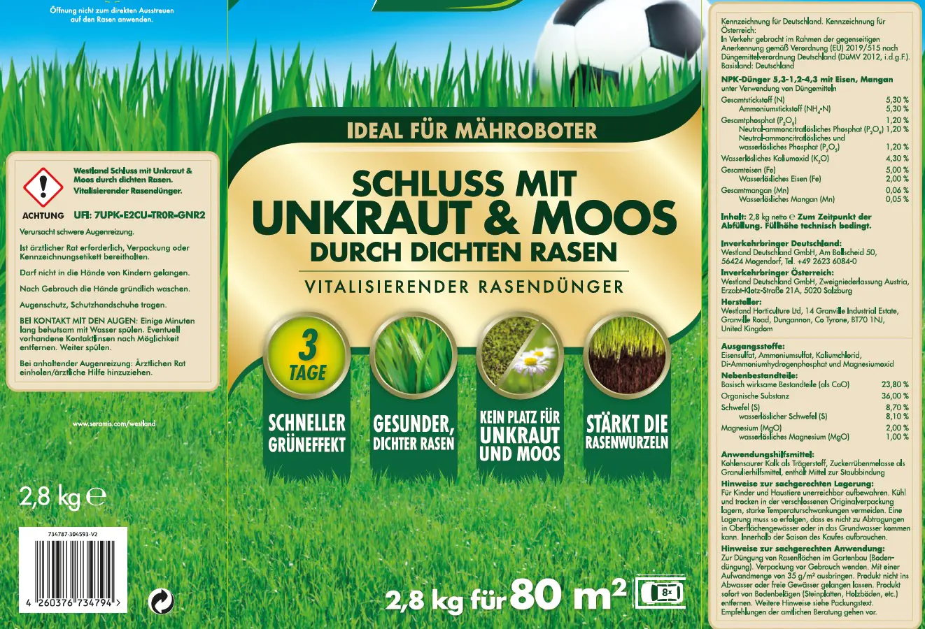 Westland Schluss mit Unkraut und Moos Dünger für 80 m² 2,8 kg Westland Schluss mit Unkraut und Moos Dünger für 80 m² 2,8 kg