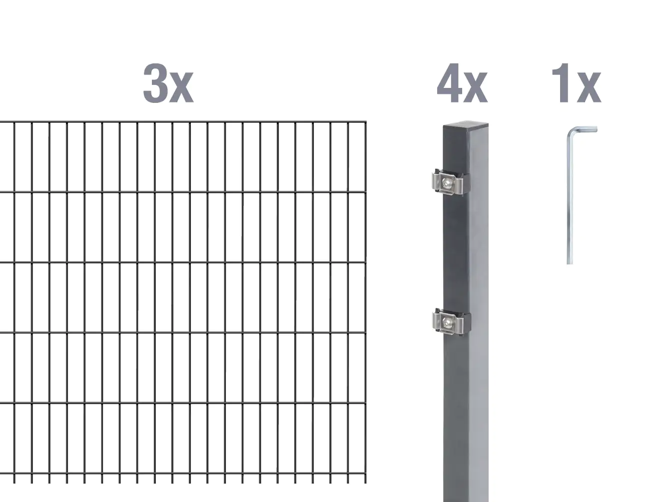 Alberts Doppelstabmatten-Grundset 6 m 200 x 160 cm 6/5/6 anthrazit Alberts Doppelstabmatten-Grundset 6 m 200 x 160 cm 6/5/6 anthrazit