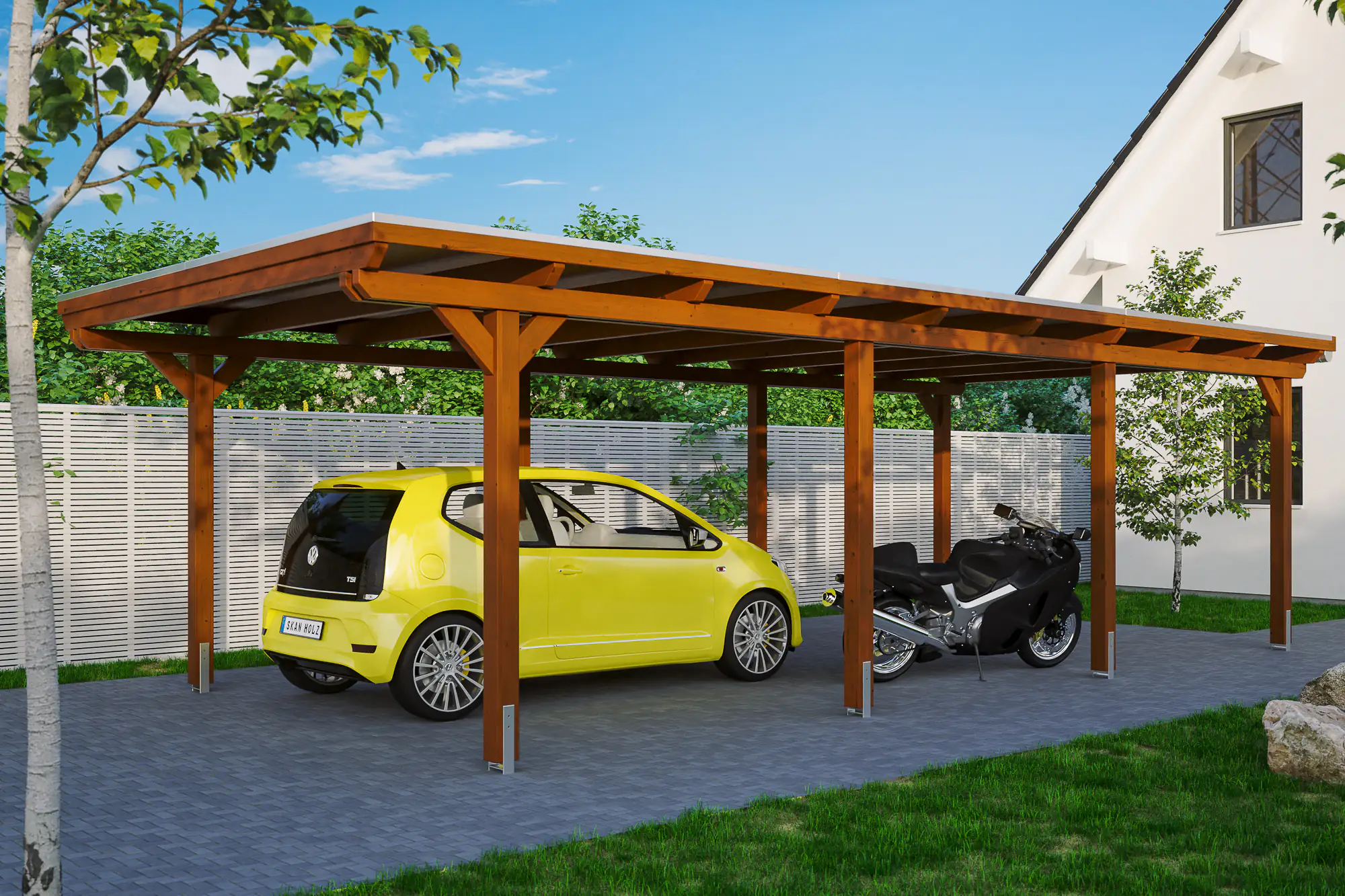 SKAN HOLZ Carport Emsland 404 x 846 cm mit Aluminiumdach