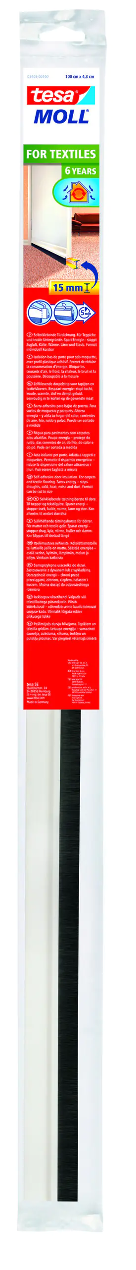 tesa Moll Türdichtschiene weiß, für Textilboden, für Spalten bis 15 mm