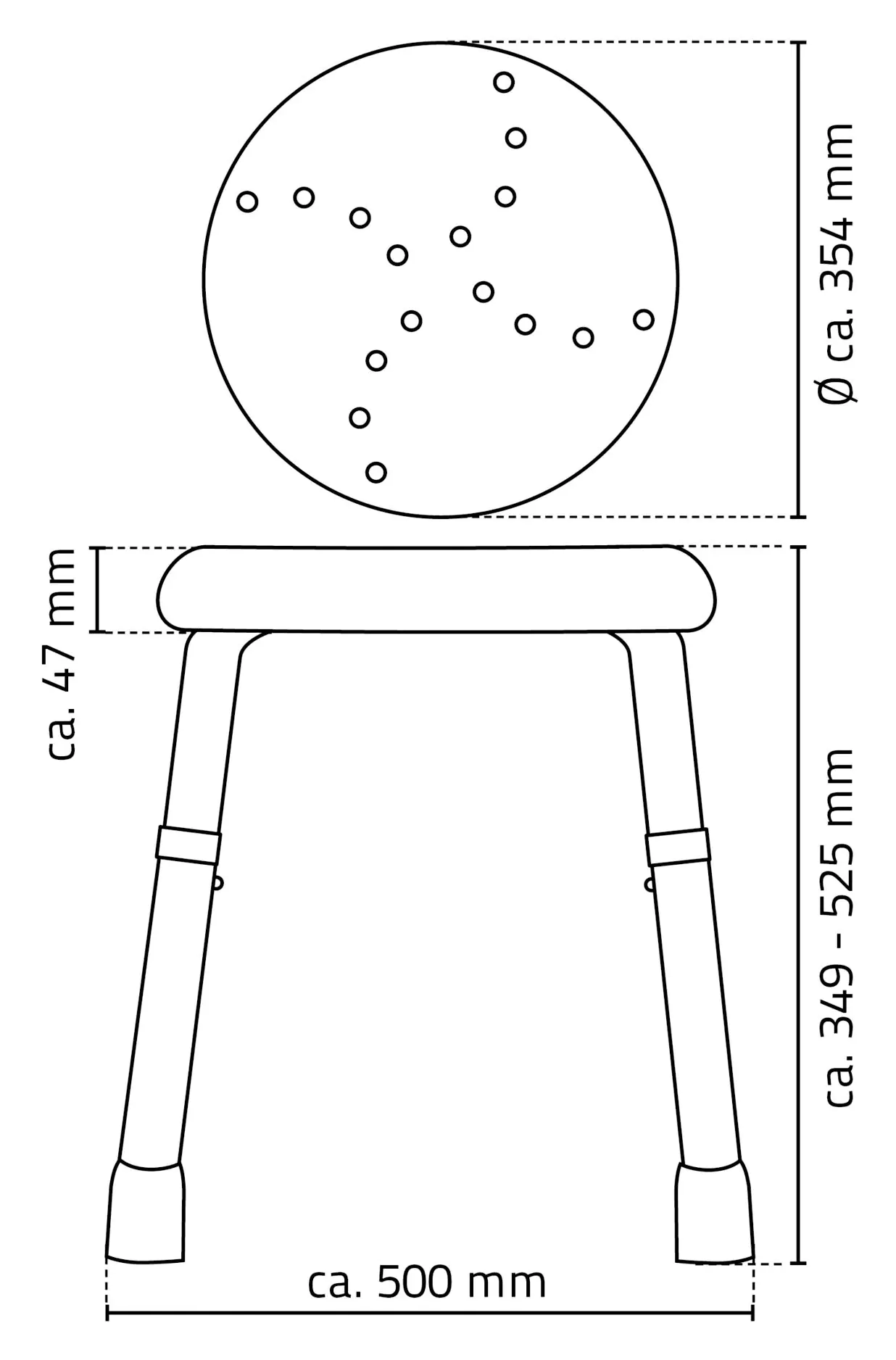 Ridder Bad-Hocker Go, weiß, höhenverstellbar, Aluminium / PE / TPR