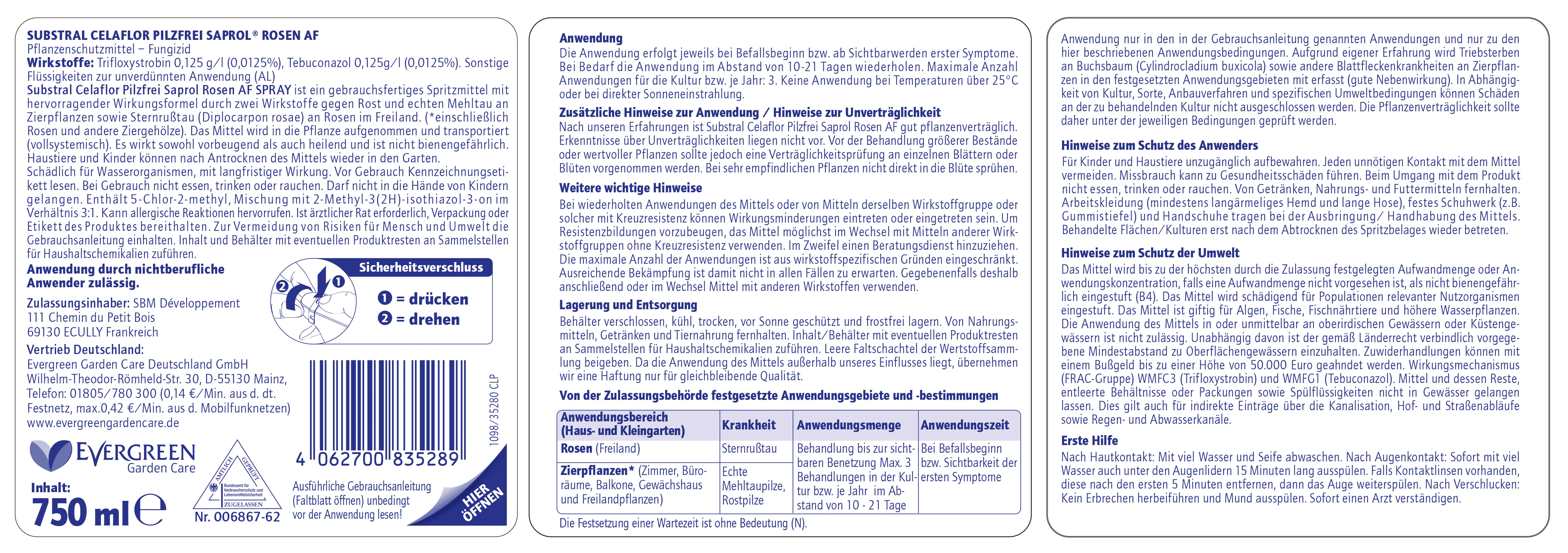 Celaflor Pilzfrei Saprol Rosen AF 750 ml