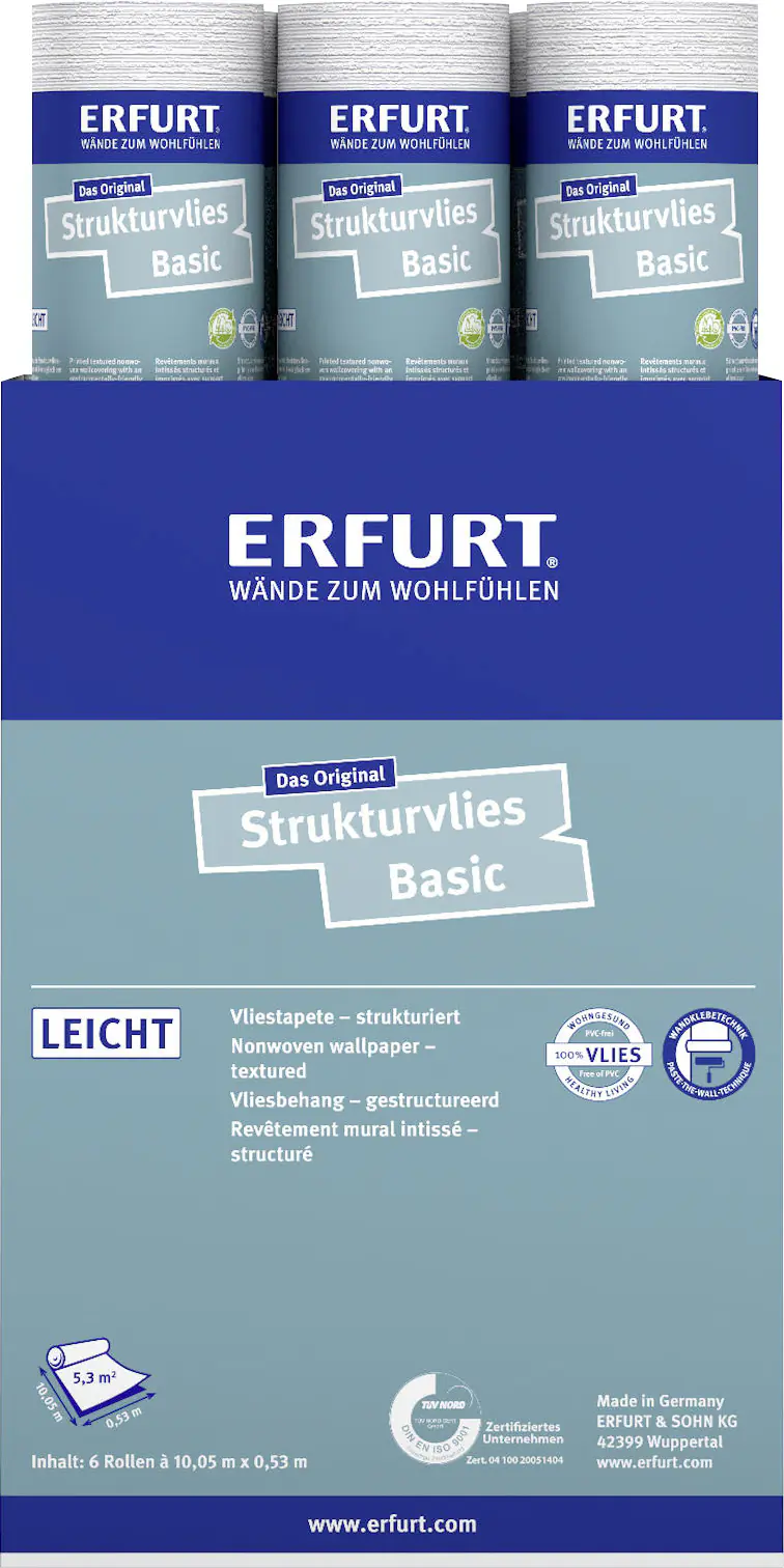 Erfurt Vliestapete Basic 402 weiß 10,05 x 0,53 m Erfurt Vliestapete Basic 402 weiß 10,05 x 0,53 m