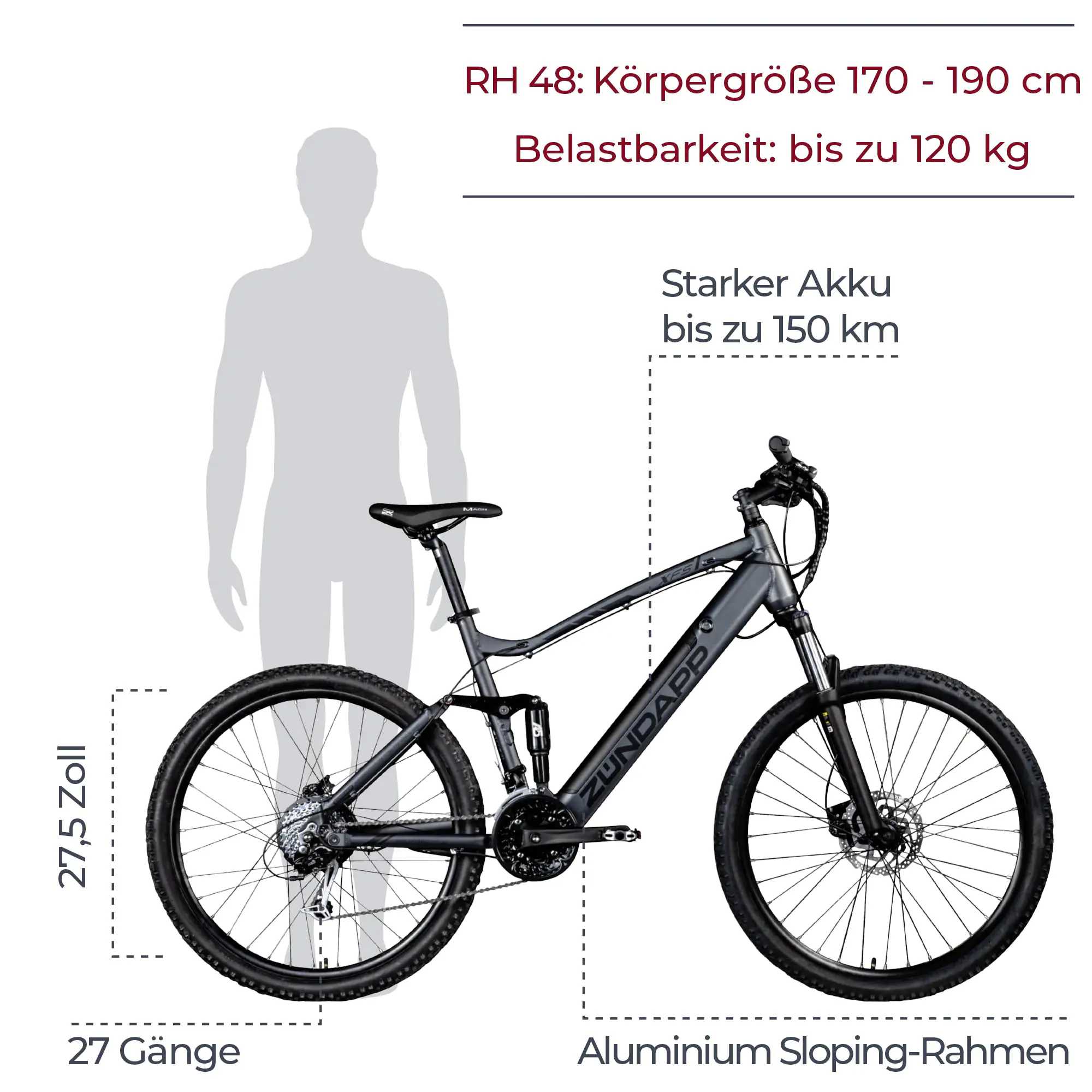 Zündapp E-Bike MTB XFS Fully 27,5 Zoll 27-Gang 504 Wh schwarz 