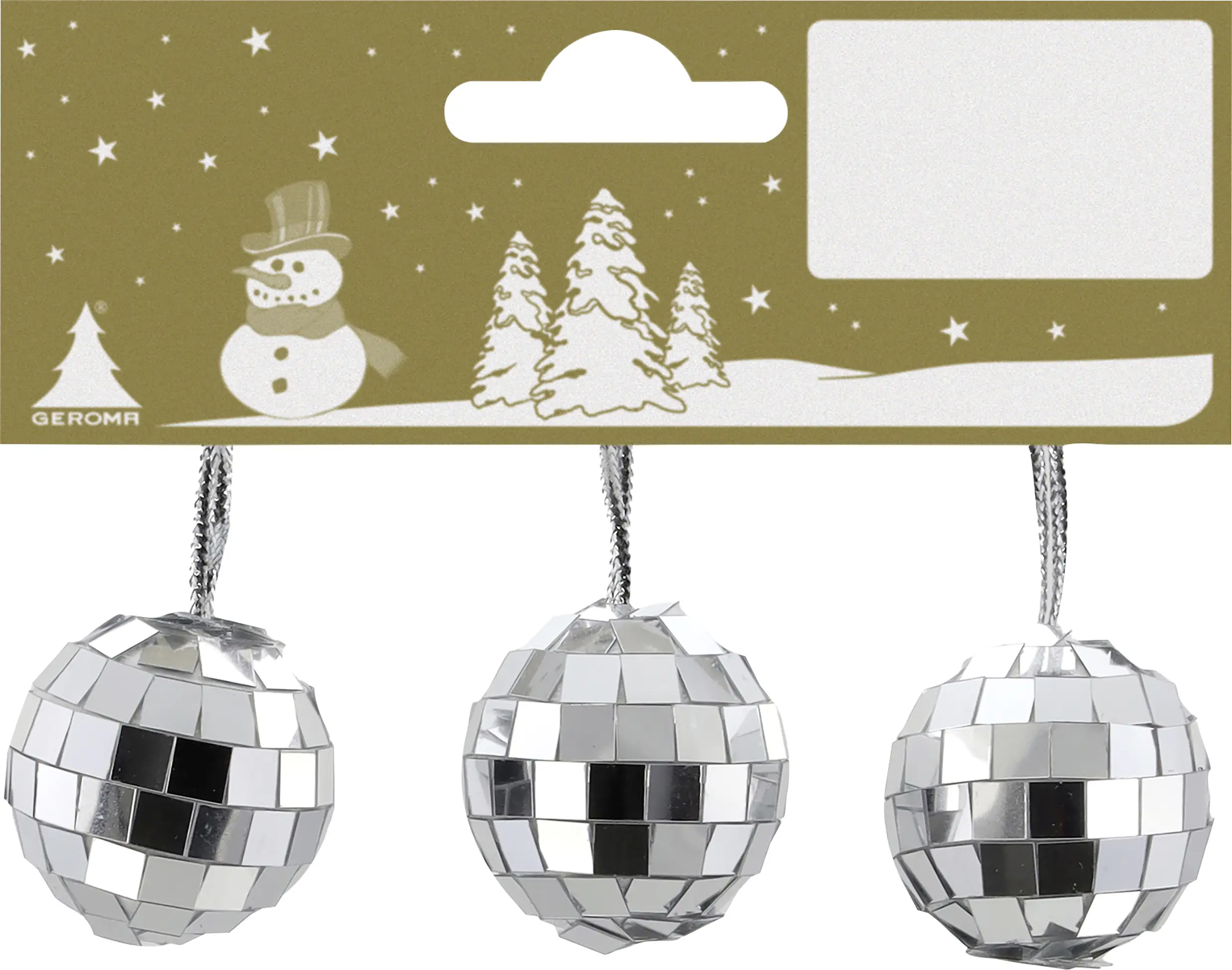 Weihnachtsanhänger Discokugel aus Kunststoff Ø 3 cm silber - 3 Stück