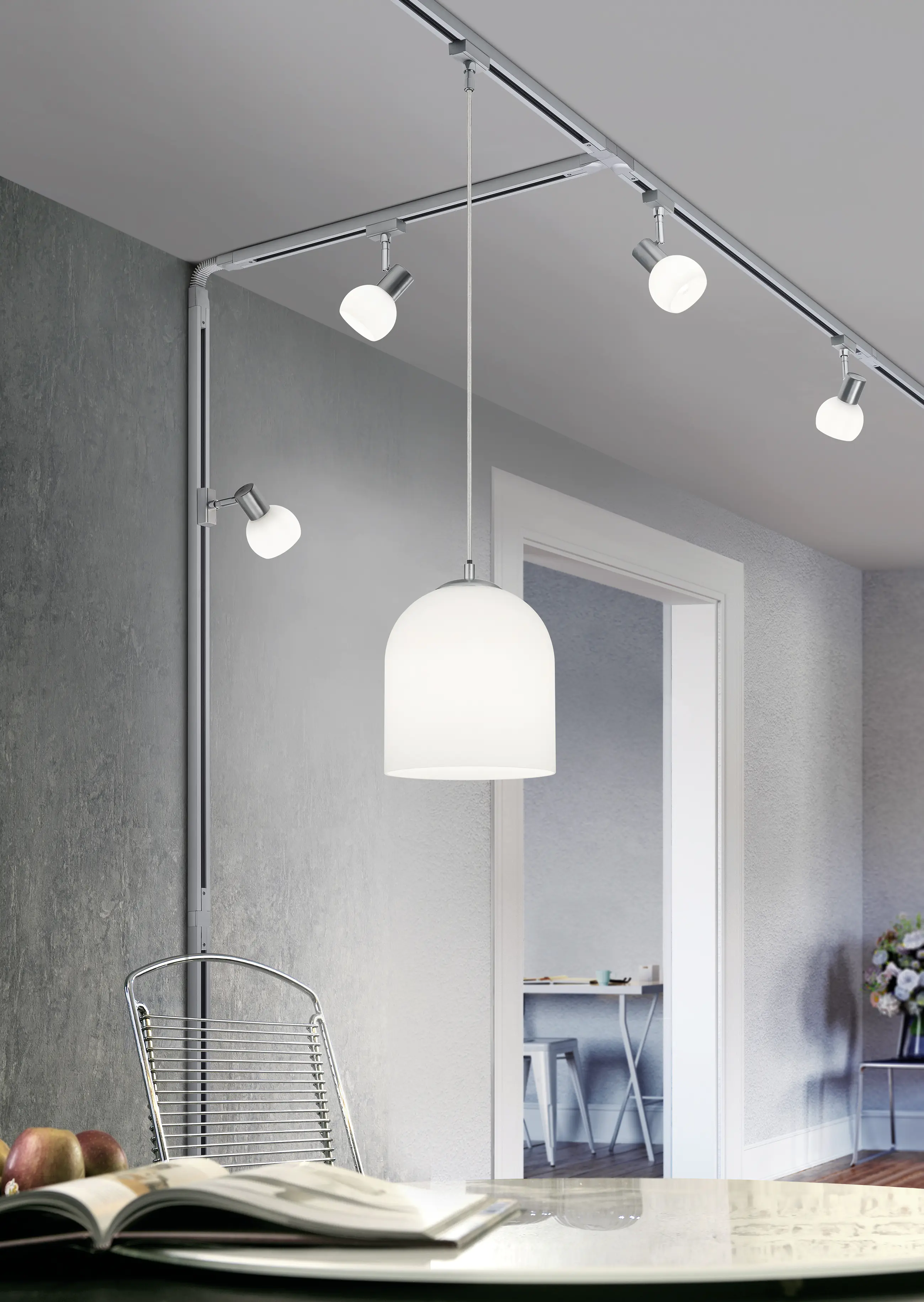 Trio Leuchten Spot Antibes DUOline E14, nickel matt / Glas weiß Trio Leuchten Spot Antibes DUOline E14, nickel matt / Glas weiß