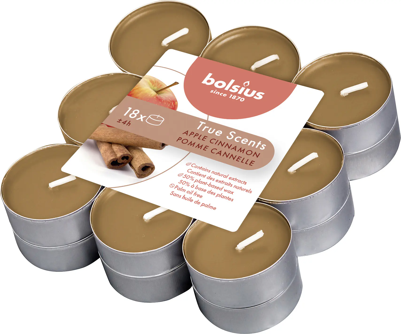 Bolsius Duftteelichter True Scents Apfel Zimt Ø 3,8 cm, 18er Pack Bolsius Duftteelichter True Scents Apfel Zimt Ø 3,8 cm, 18er Pack