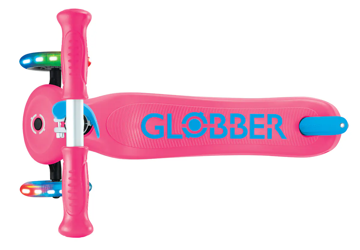 Globber Scooter für Kinder mit Leuchtrollen Primo Plus Lights fuchsia/pink