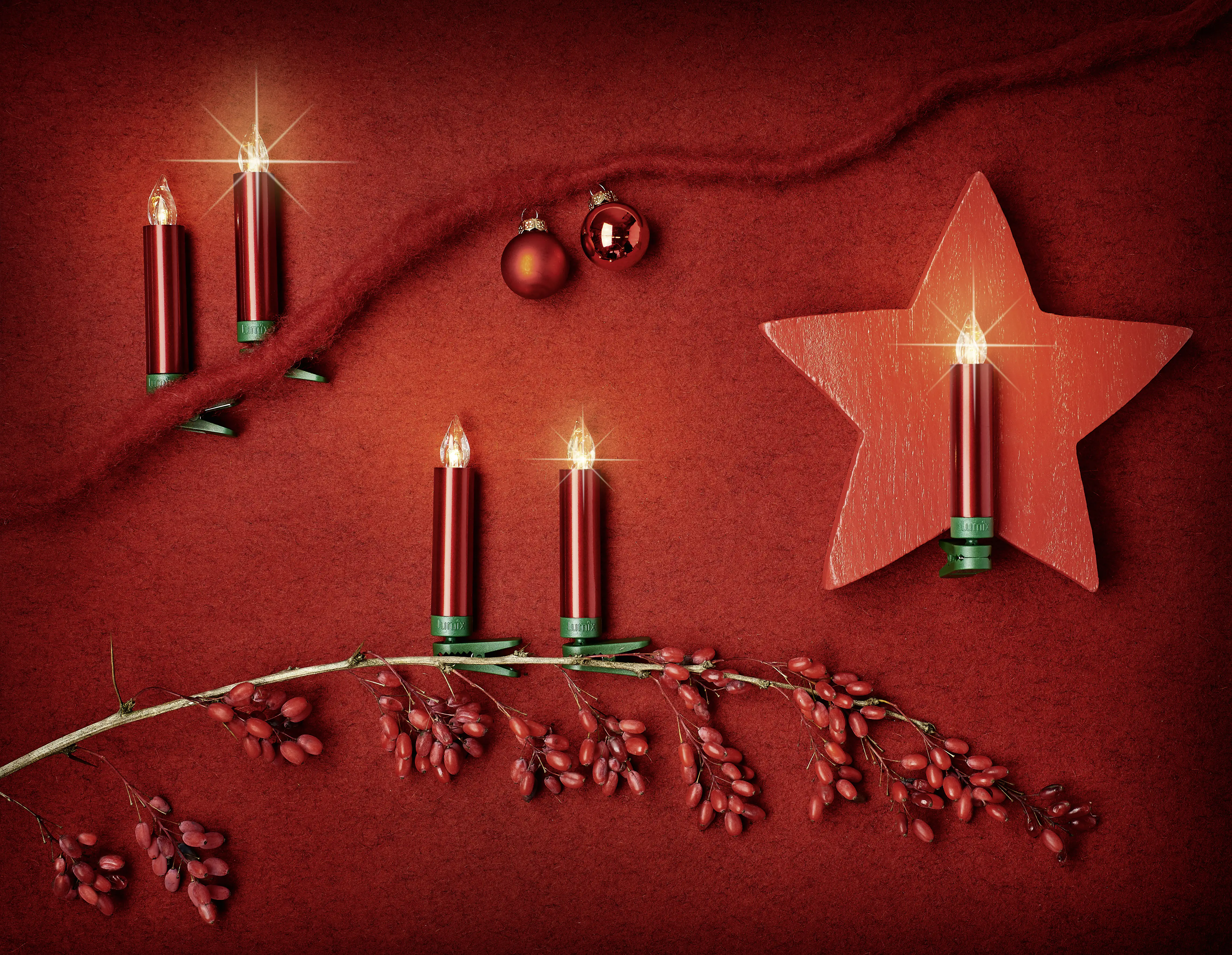 Krinner Lumix Superlight Mini Erweiterungsset, 6 LED Kerzen, rot