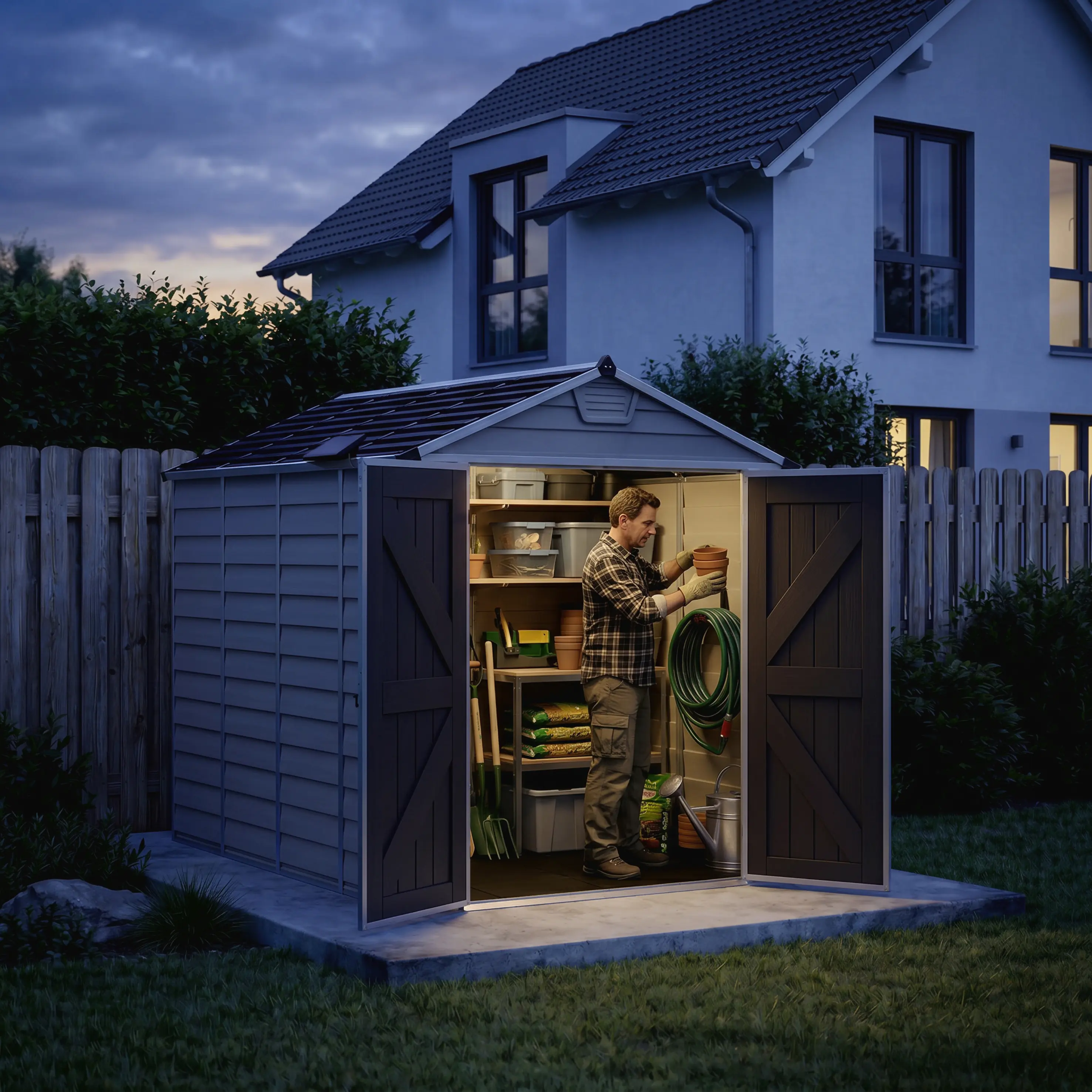 Canopia Gerätehaus Skylight 6x10 mit Solar LED Kit beige 185,4 x 303,6 cm