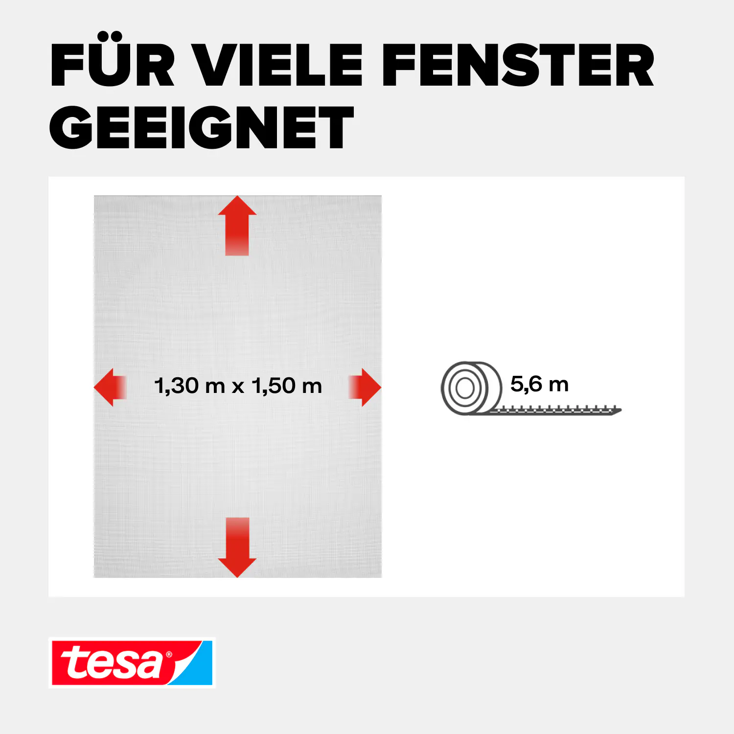 tesa Fliegengitter STANDARD 130 x 150 cm anthrazit individuell kürzbar