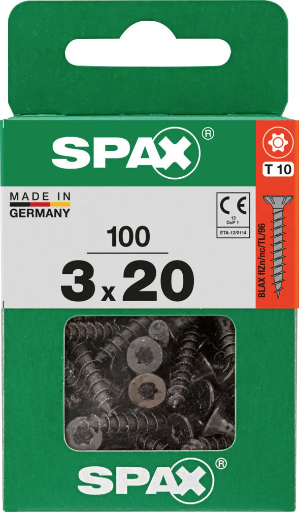 Spax Universalschrauben 3 x 20 mm T10 Vollgewinde - 100 Stk. 