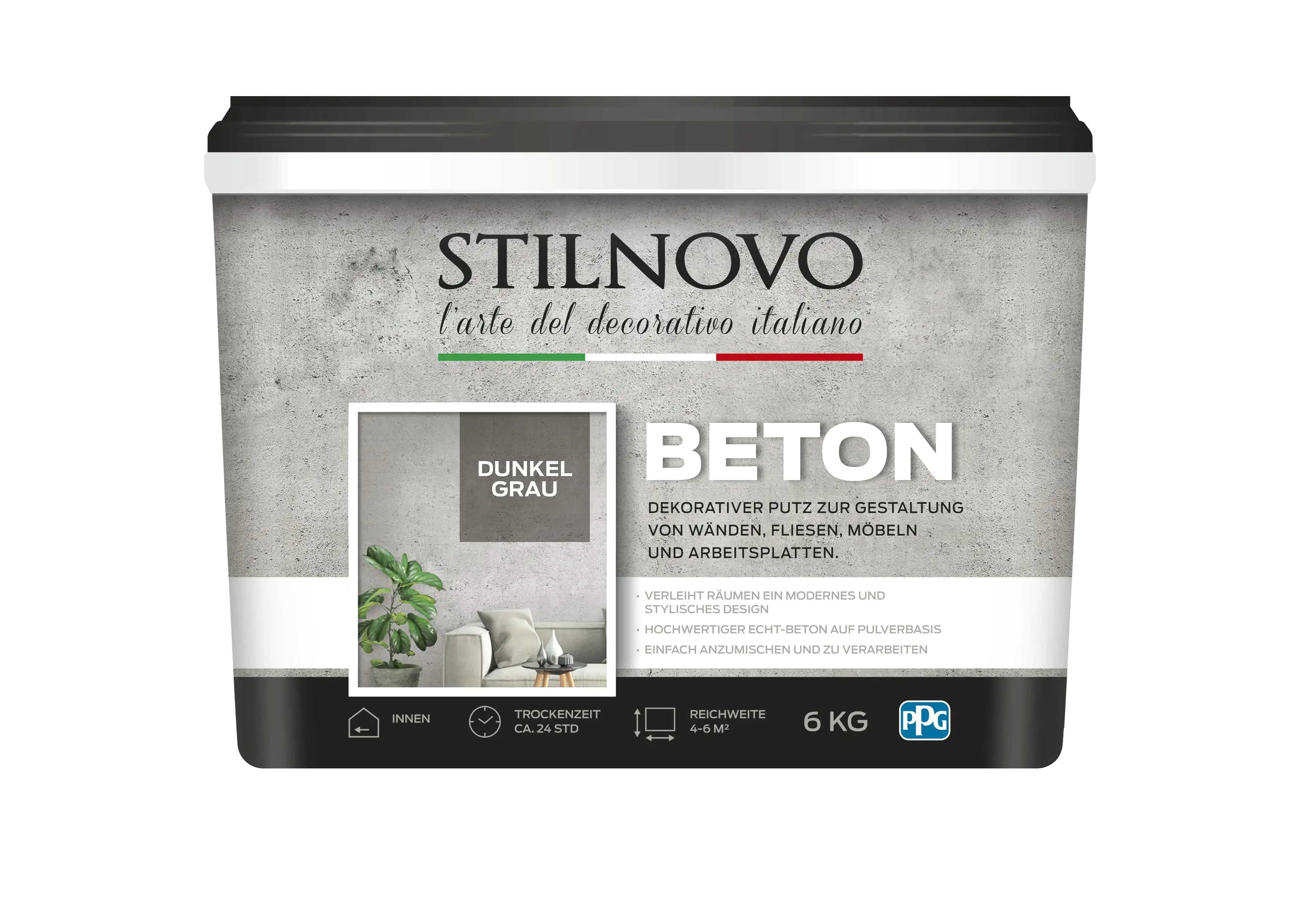 8716242955382 Stilnovo Beton Dekoputz 6 kg dunkelgrau