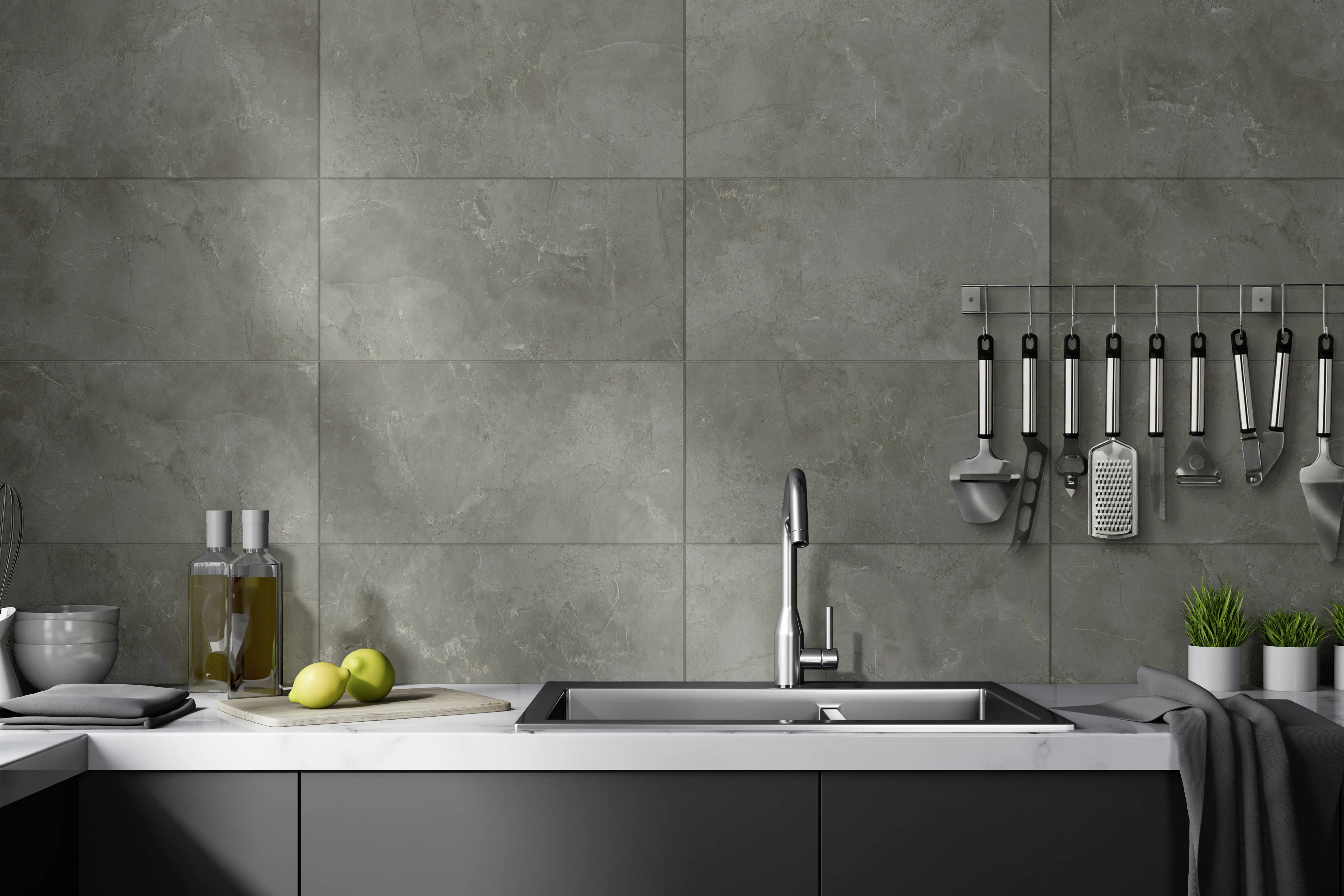 Grosfillex Kunststoffpaneel Marmor 60 x 30 cm 5 mm grau