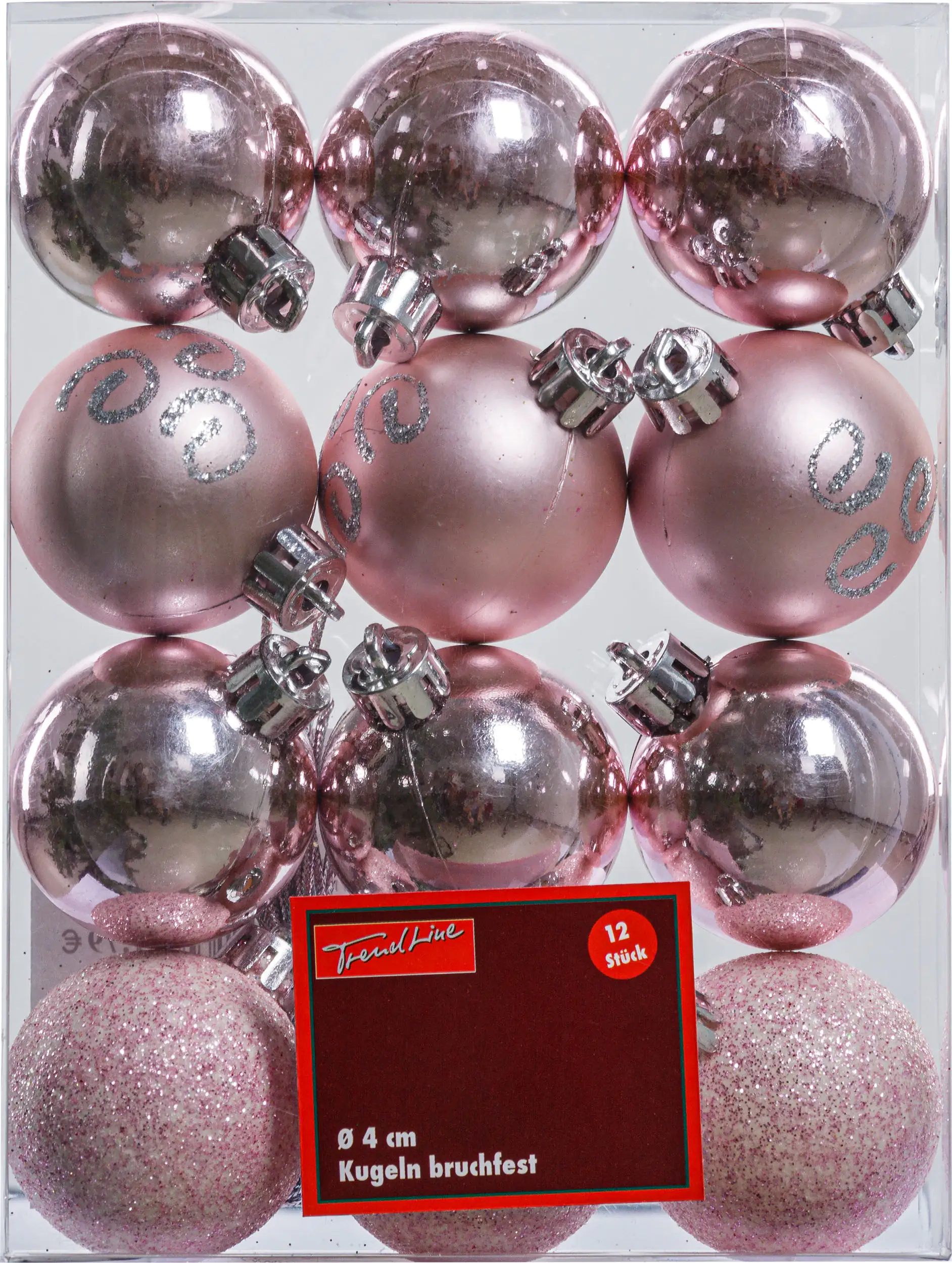 2076601551164_01 TrendLine Christbaumkugeln bruchfest, langlebig, Ø 4 cm, 12 Stück