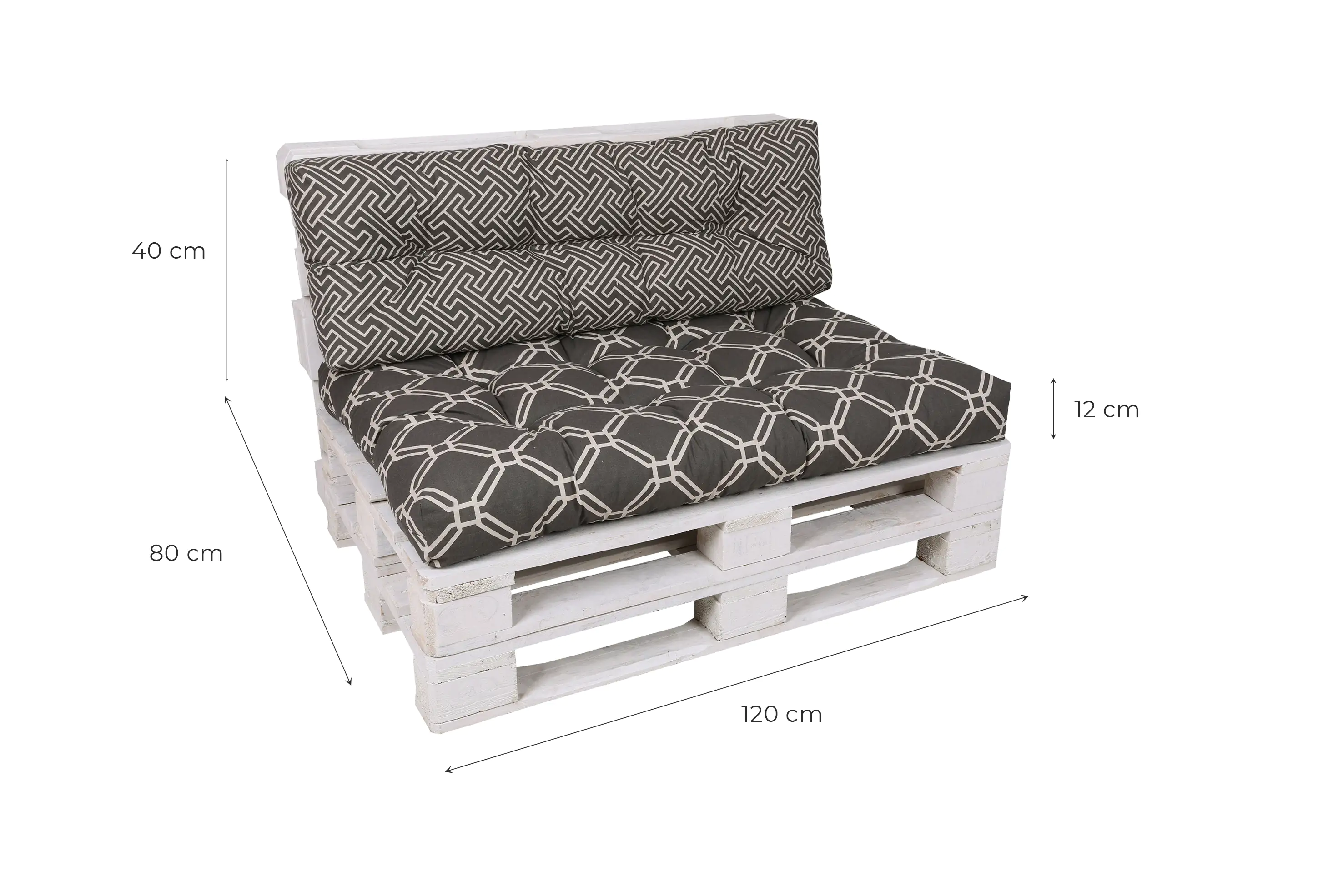GO-DE Loungekissen-Set für Paletten 120 x 80 x 15 cm, grau, anthrazit GO-DE Loungekissen-Set für Paletten 120 x 80 x 15 cm, grau, anthrazit