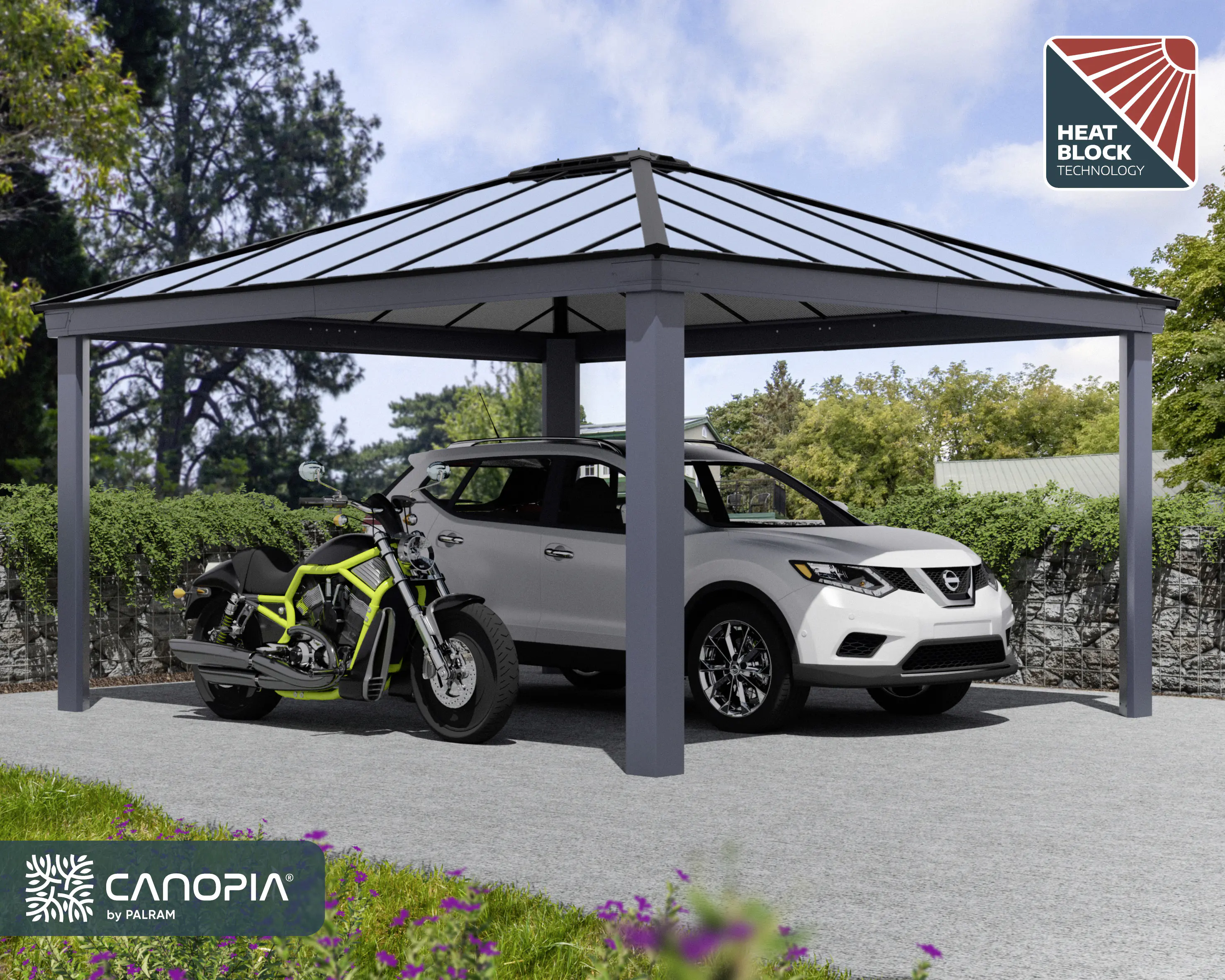 Canopia Carport Colorado Grau Alu 426 x 487 cm