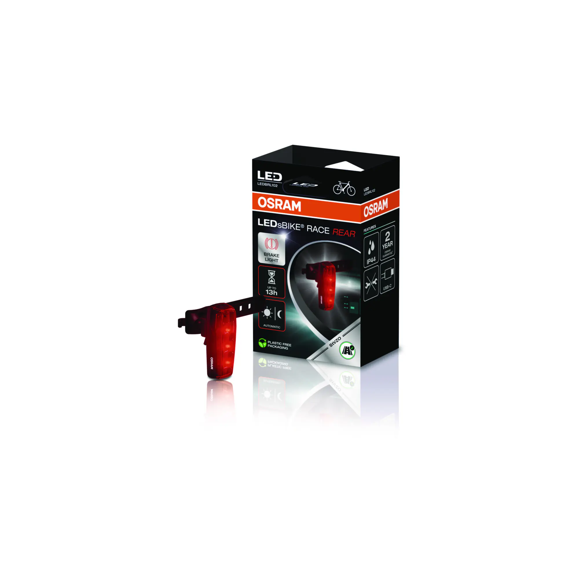 Osram LED-Fahrradrücklicht Race Rear mit Bremslichtfunktion