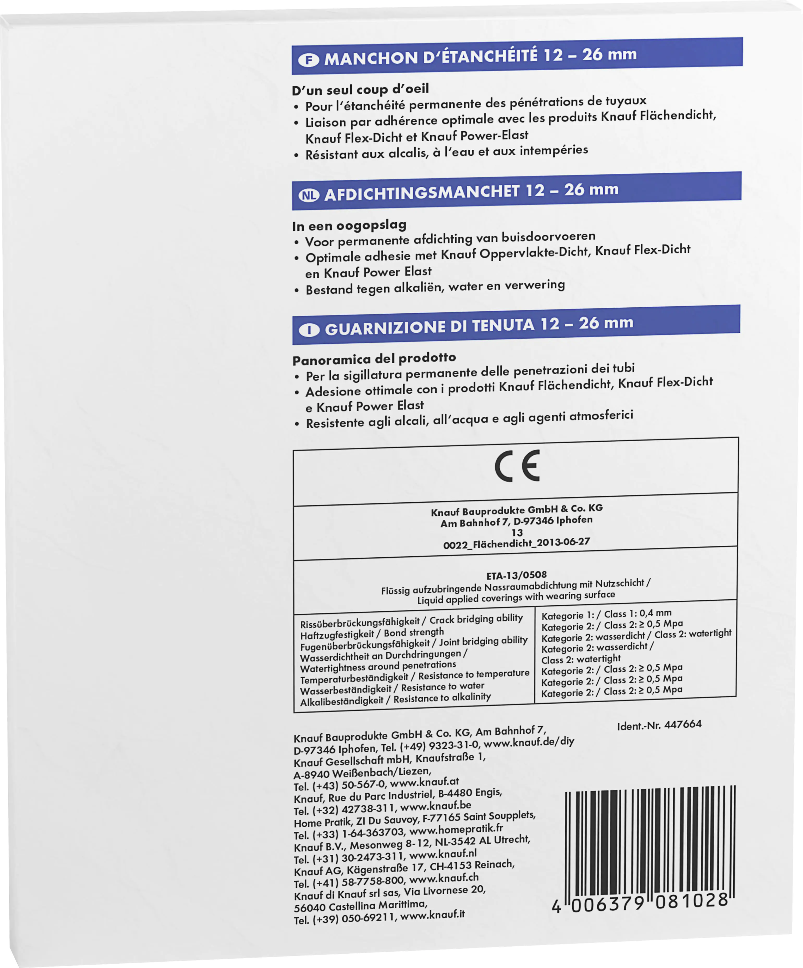 Knauf Dichtmanschette blau, 10 x 10 cm