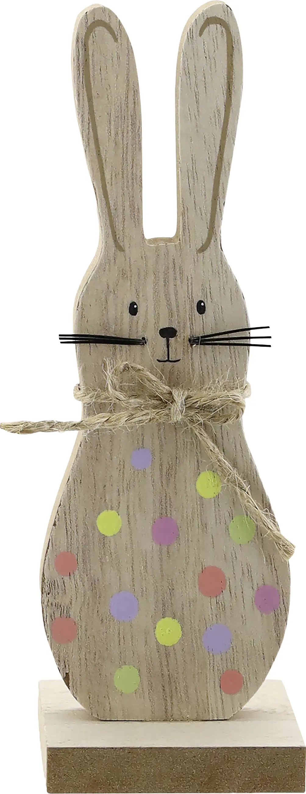 Deko Holzhase 15,5 x 5 cm natur bunt