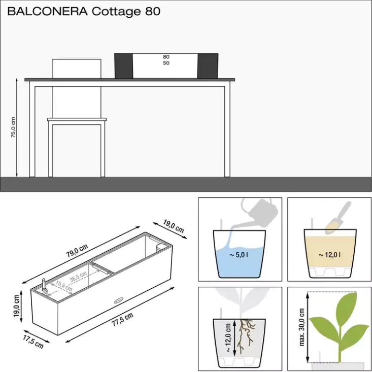 Lechuza Balkonkasten Balconera Cottage 80 sandbraun