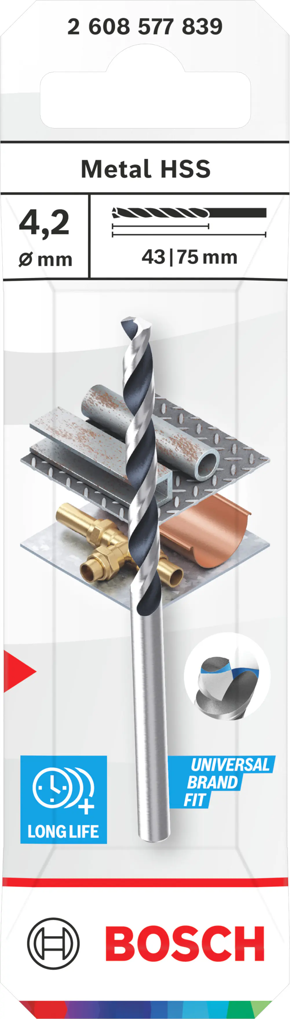 Bosch Metallspiralbohrer HSS CYL Ø 4,2 mm 