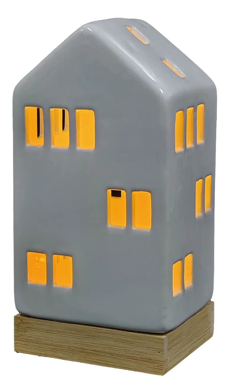 TrendLine Lichthaus Keramik 9 x 7 x 18 cm weiß