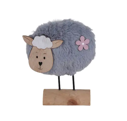 TrendLine Deko Schaf Holz 17 x 14 cm natur grau