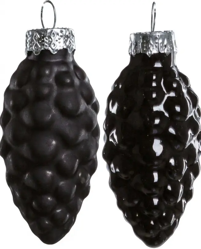 TrendLine Weihnachtskugeln Glas-Tannenzapfen 6 cm schwarz 12 Stück