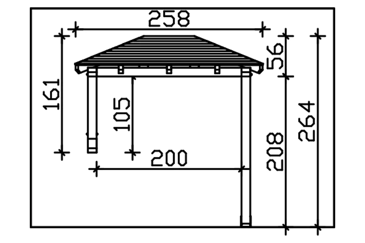 4018211016327_05 SKAN HOLZ Vordach Wismar Typ 3 258 x 126 cm, lasiert in Eiche hell