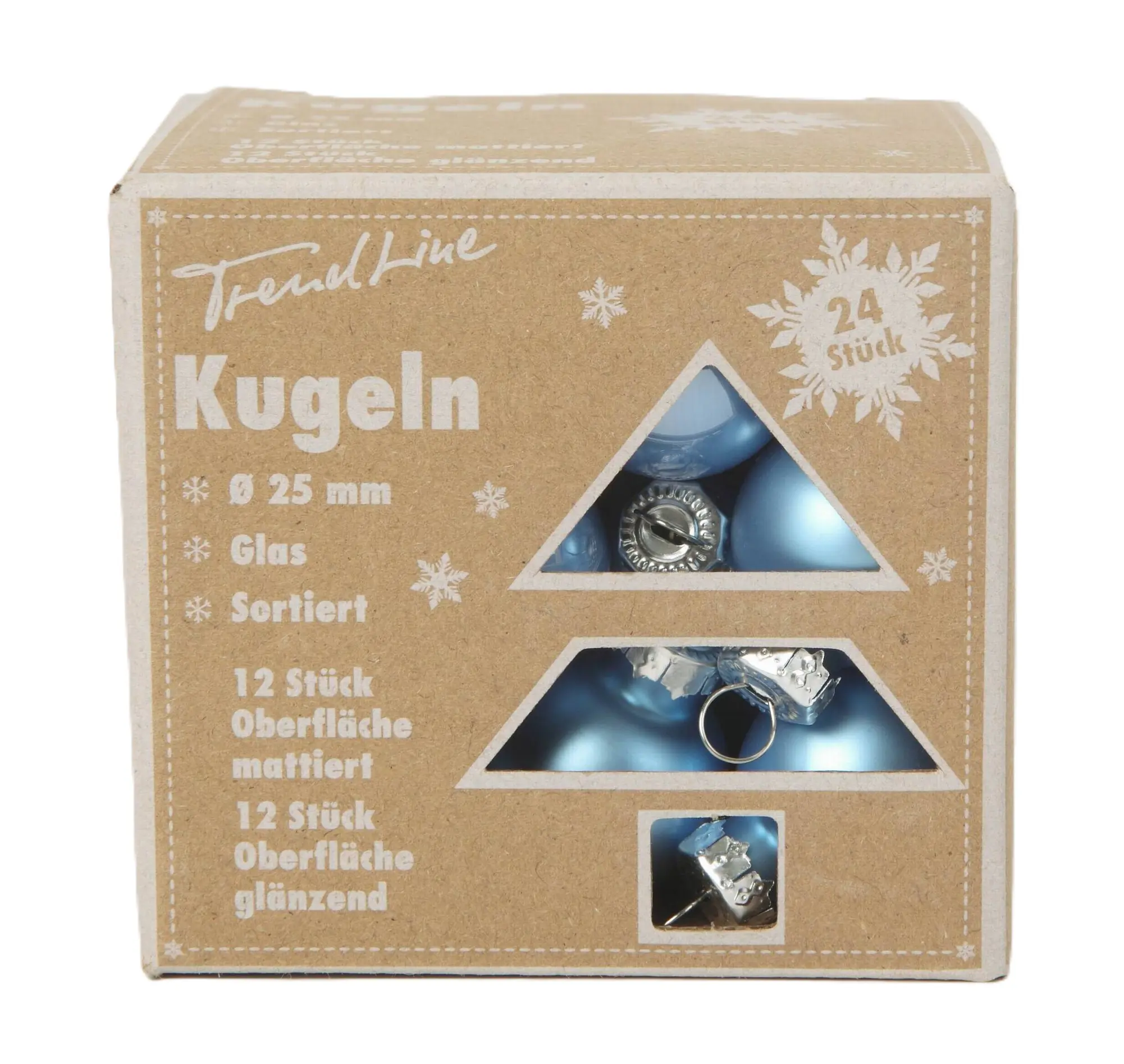 TrendLine Weihnachtskugeln aus Glas Ø 2,5 cm sky blue 24 Stück