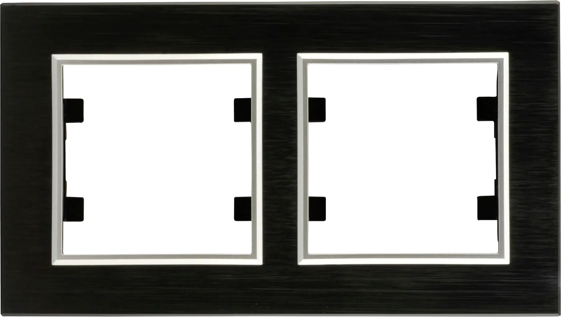Unitec Abdeckrahmen 2-fach LUMIA, Metall schwarz silber Unitec Abdeckrahmen 2-fach LUMIA, Metall schwarz silber
