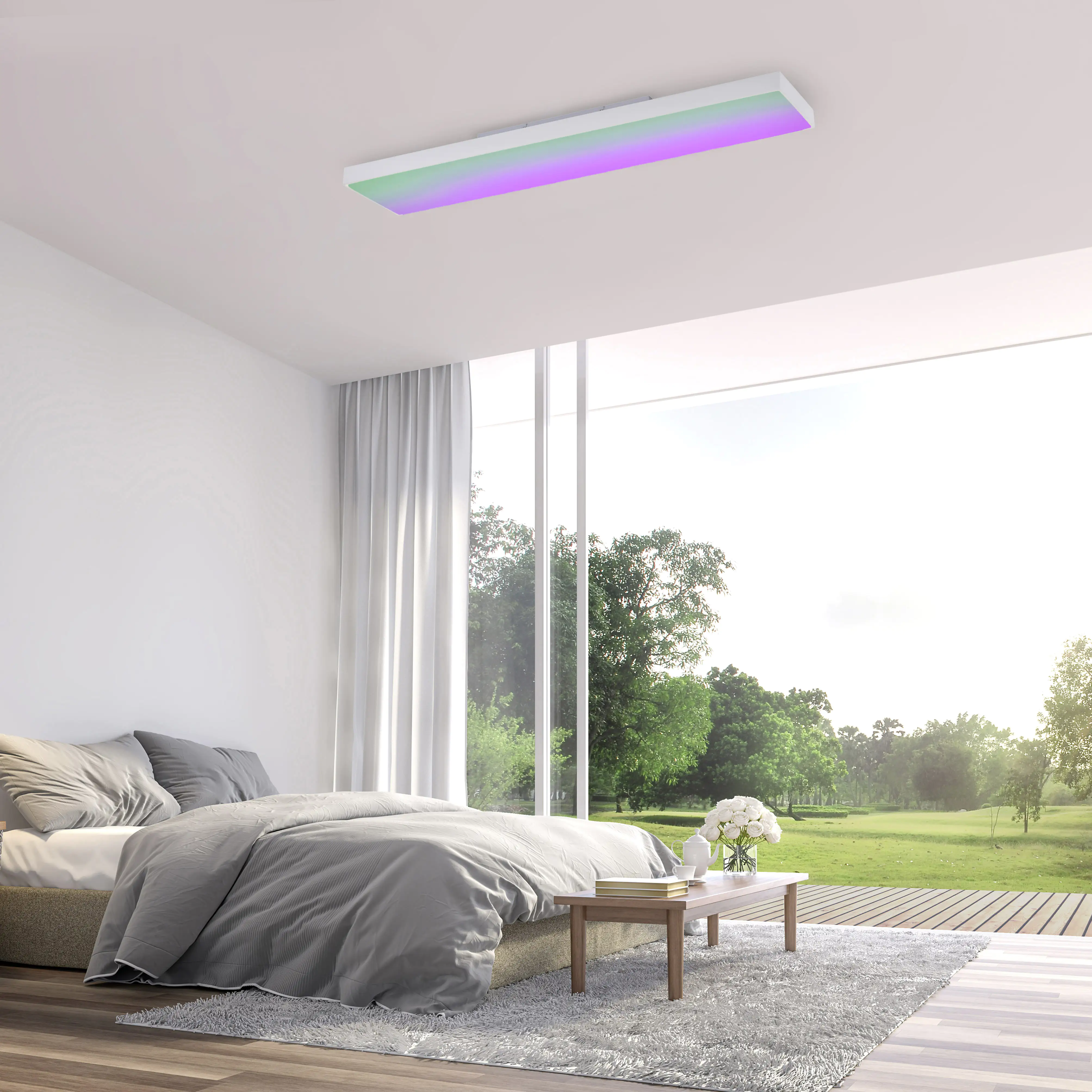 4043689974091_2922825 JustLight LED CCT Panel Alaska 100 x 25 cm 31 W RGB mit Fernbedienung