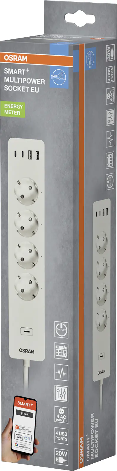 Osram Steckdosenleiste 4-fach SMART+ WiFi Multipower Socket EU Weiß