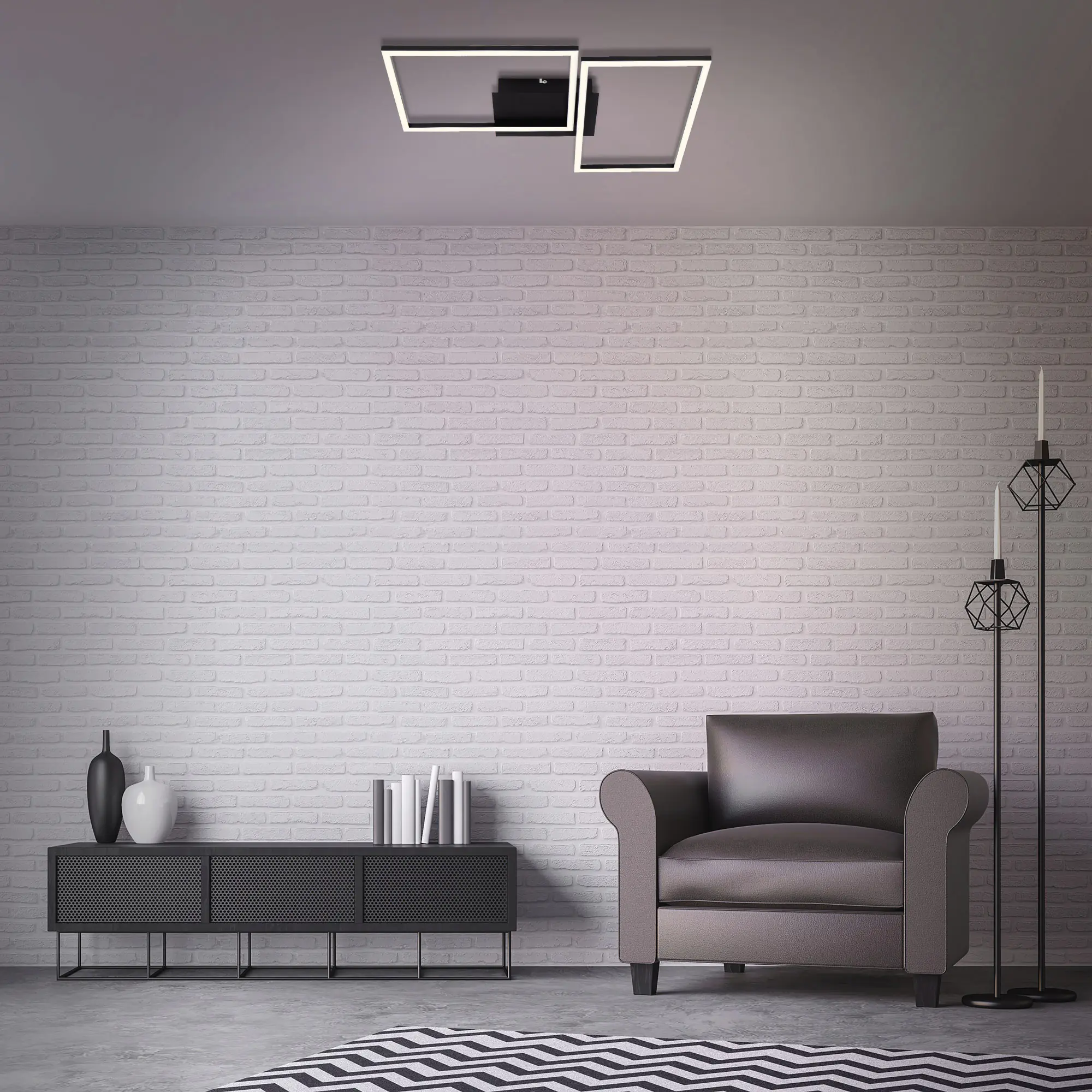 Briloner LED-Deckenleuchte Frame 50 x 39 cm schwarz dimmbar warmweiß