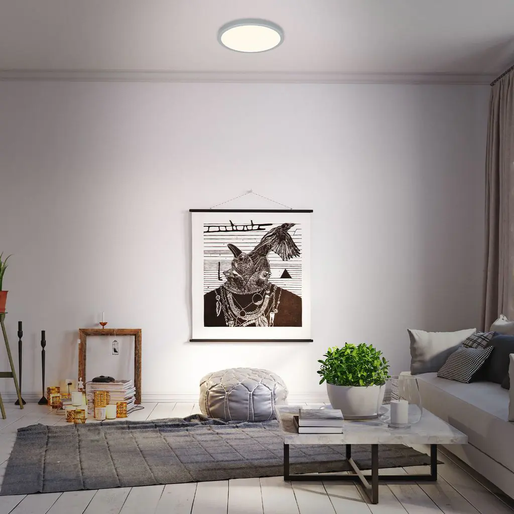 Briloner LED Deckenleuchte Runa Ø 38 cm, Metallrahmen silber