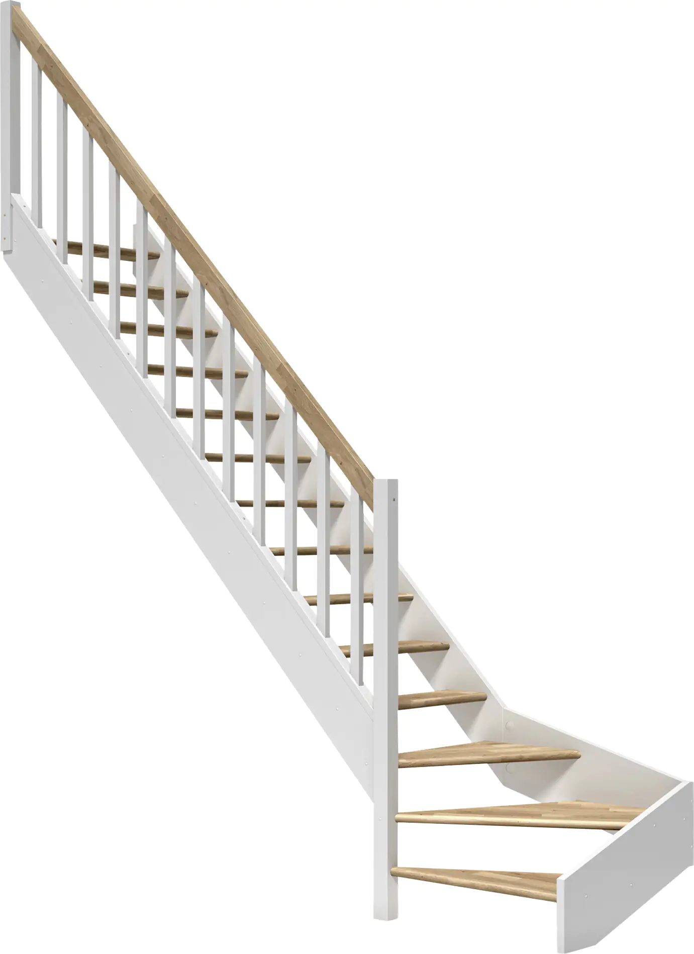 Dolle Raumspartreppen Paris 1/4-gew. Eiche weiß inkl. Geländer