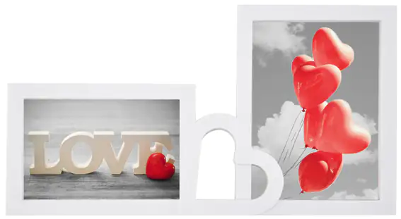 Portait Bilderrahmen Multi Herz 2 Fotos, weiß, 10,5 x 15 cm, 13 x 18 cm