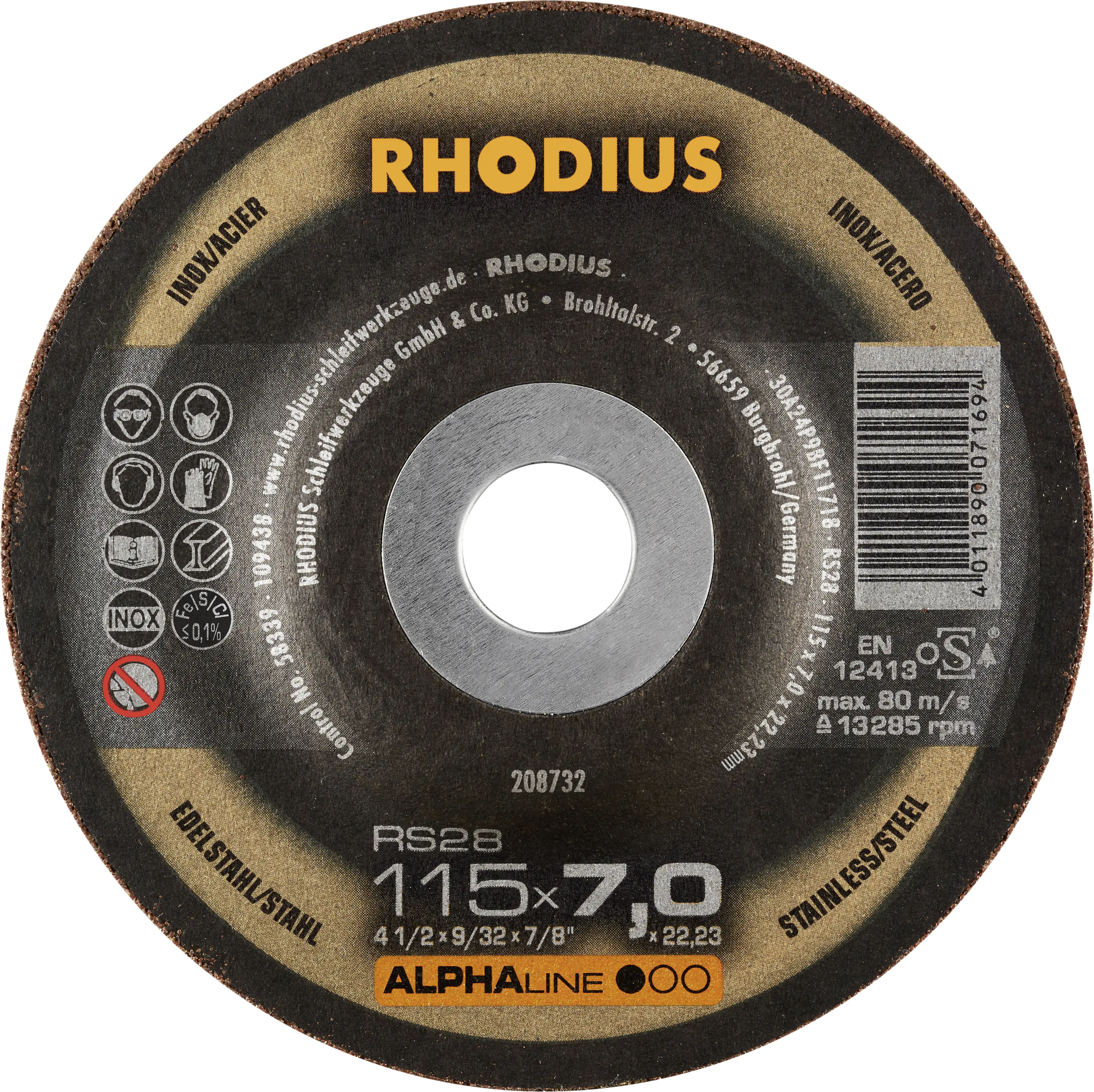 Rhodius Schruppscheibe RS28 Stahl Ø 115 mm Bohrung 22,23 mm