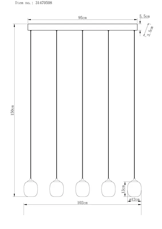 Globo Hängeleuchte Minara 27W 102 x 150 cm L x H schwarz matt warmweiß