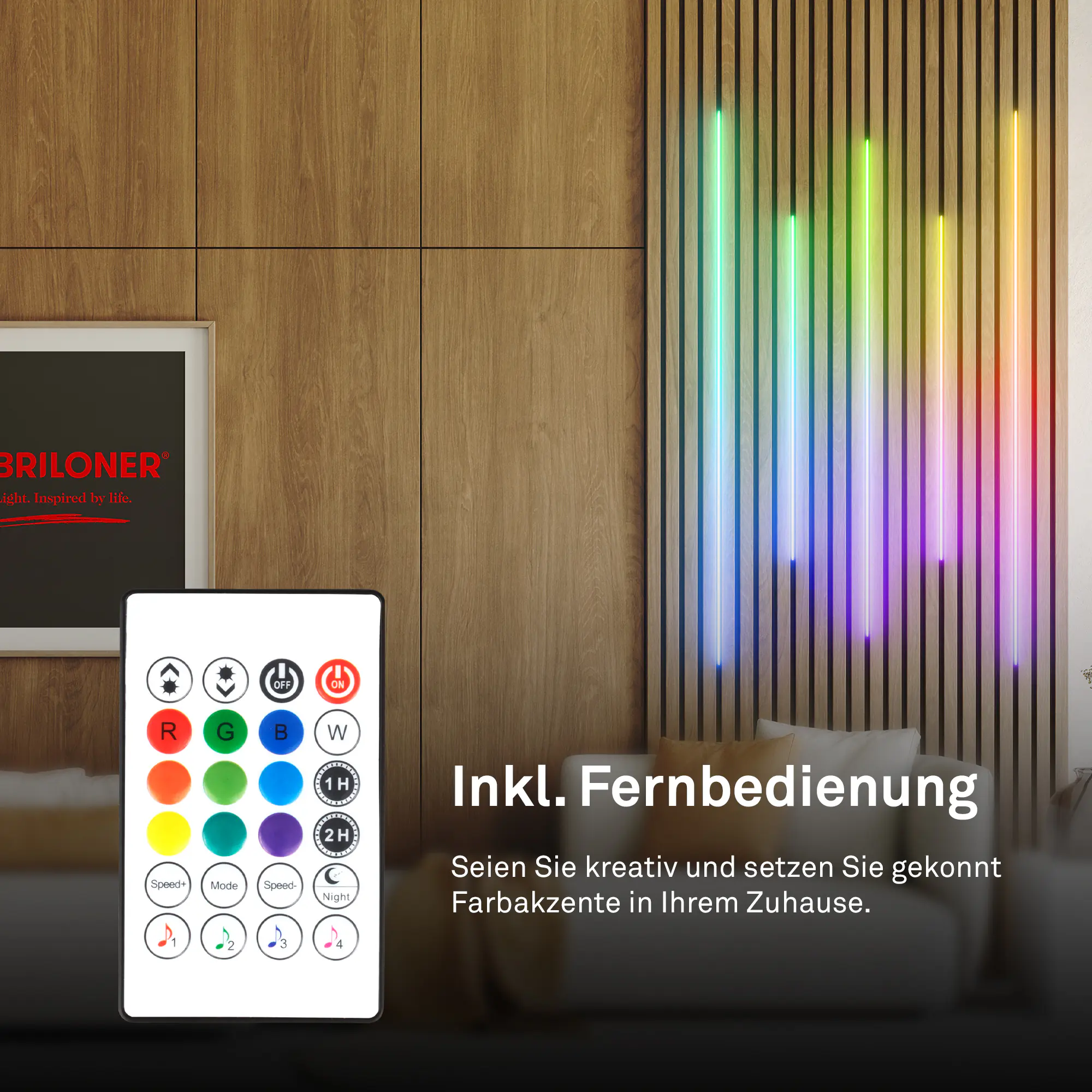 Briloner LED-Streifen Pimp your Panel Starterset COB RGBICW 2,6 m 15,6 W warmweiß RGB
